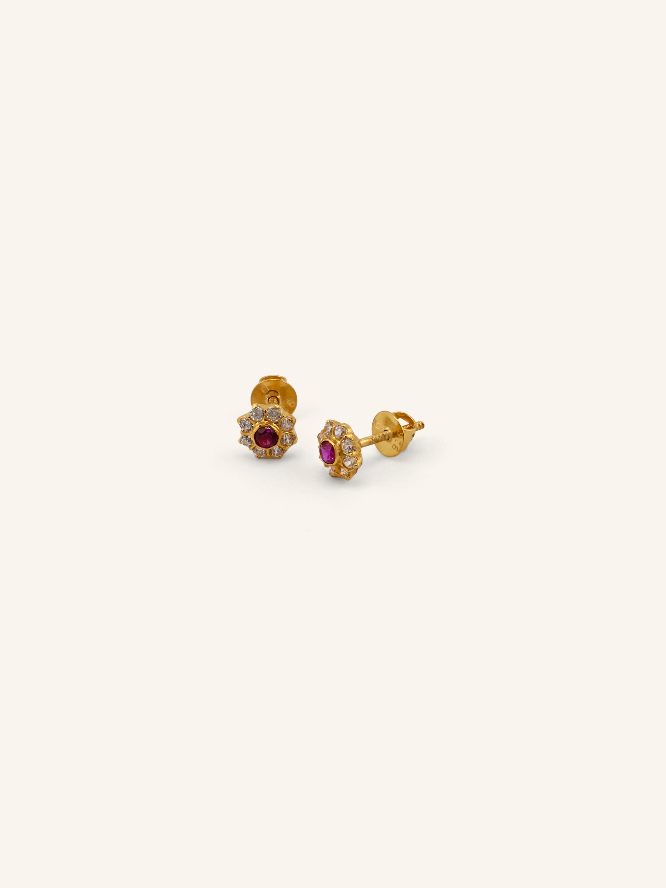 22ct Gold Pink CZ Stud Earrings