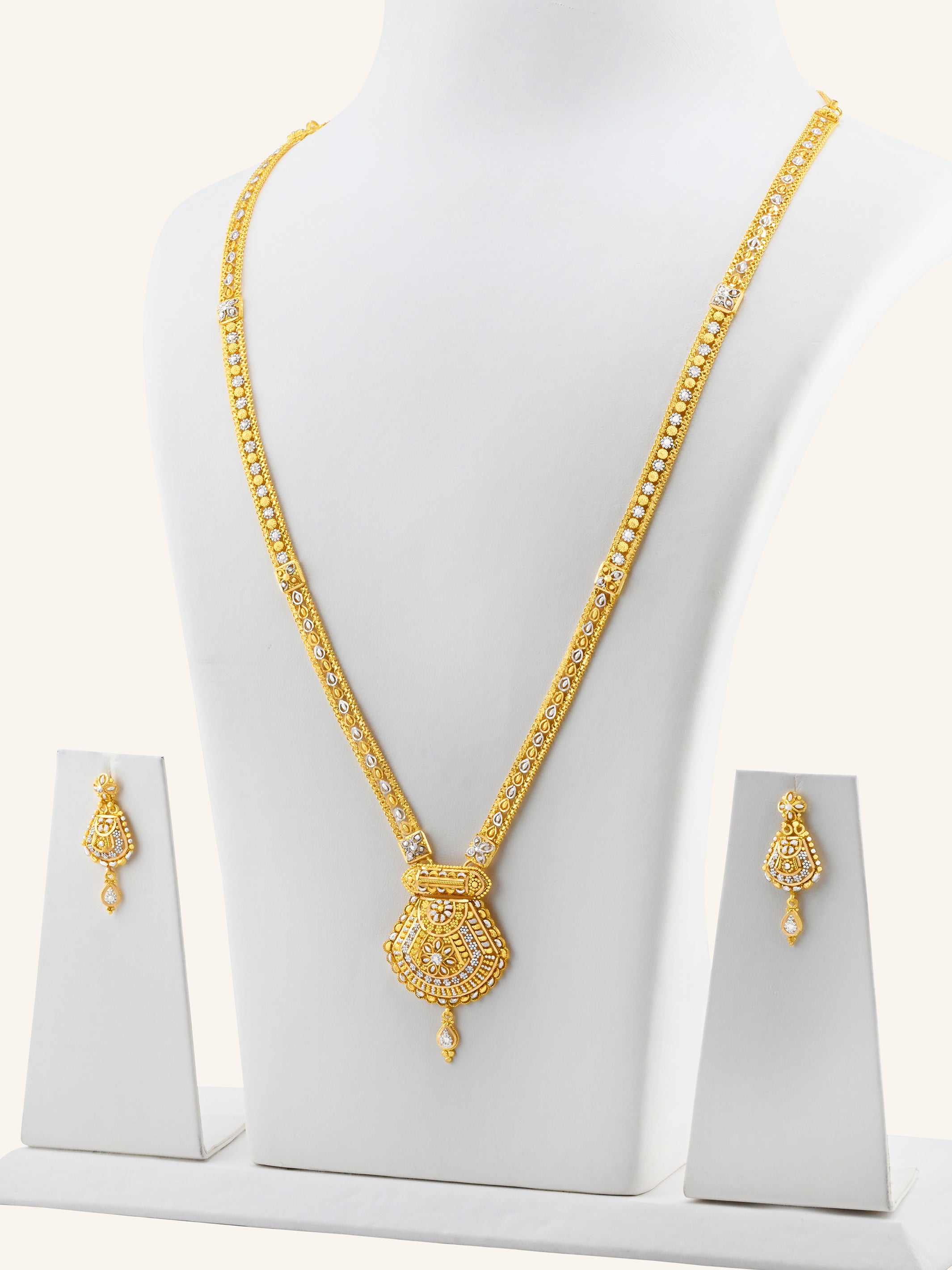 22ct Gold Two Tone Long Necklace Set
