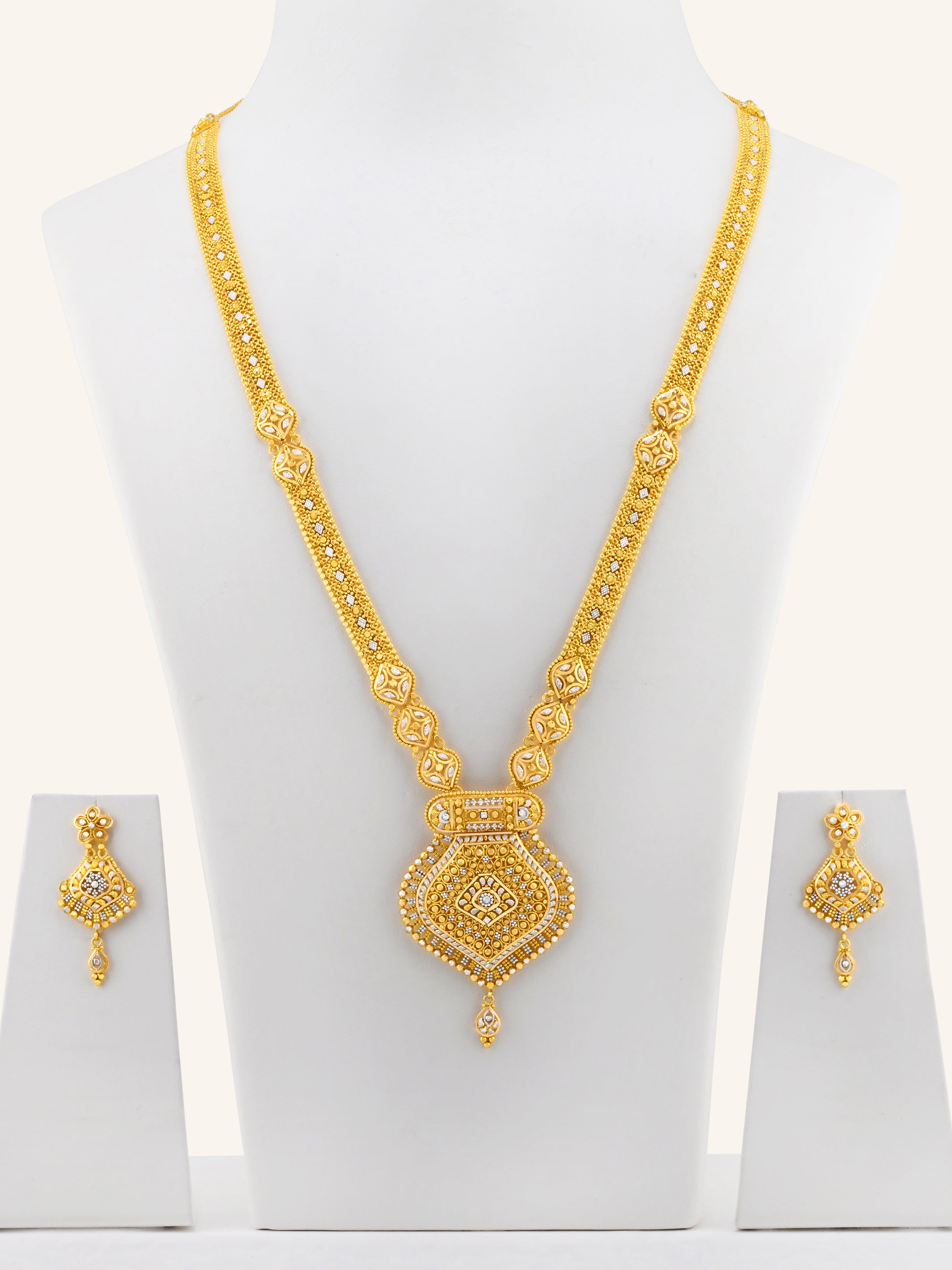 22ct Gold Two Tone Long Necklace Set