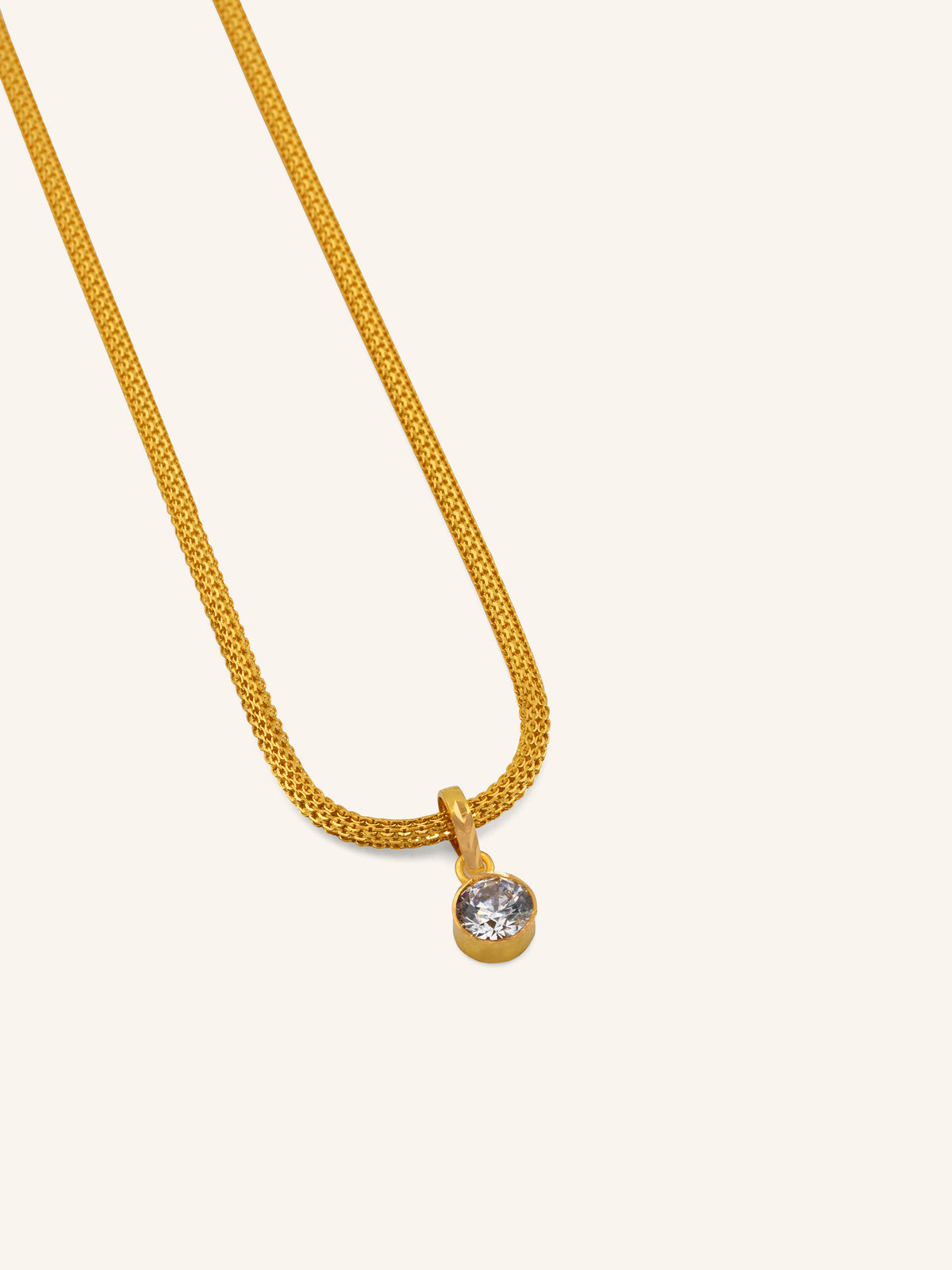 22ct Gold CZ Round Pendant Set