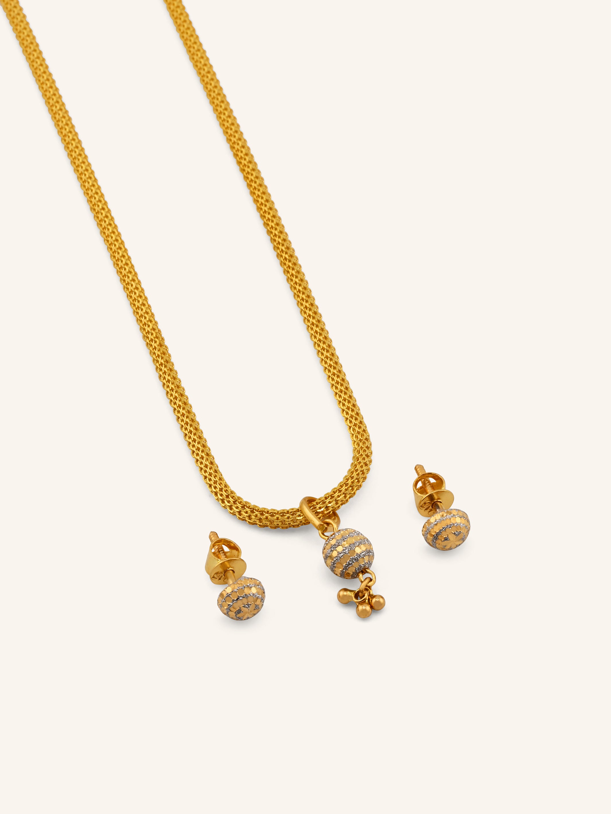 22ct Gold Two Tone Ball Pendant Set