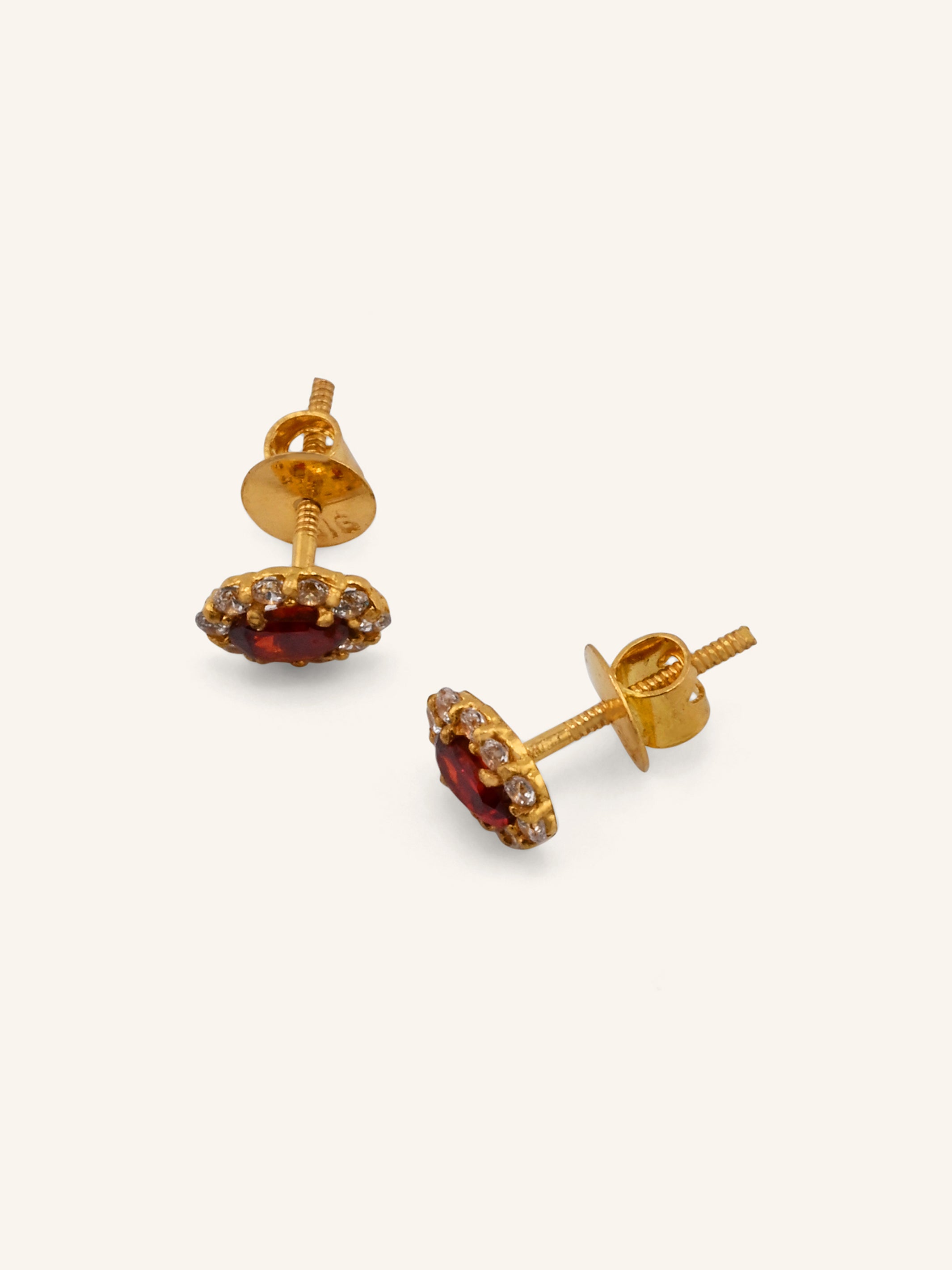 22ct Gold Pink CZ Oval Pendant Set