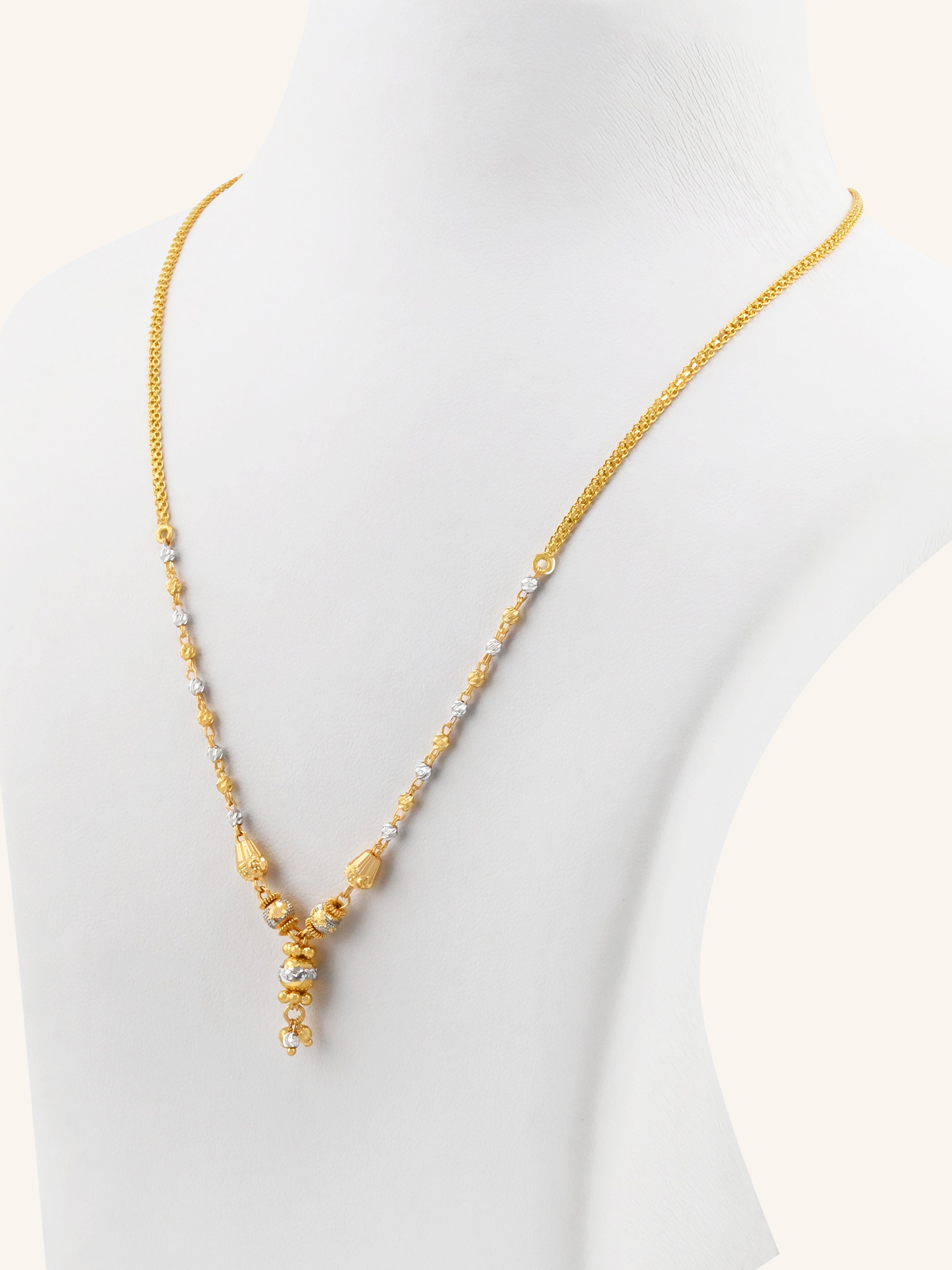 22ct Gold Two Tone Ball Mala Chain