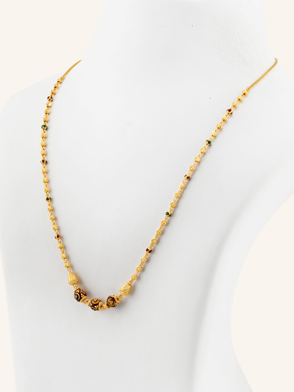 22ct Gold Meenakari Ball Chain