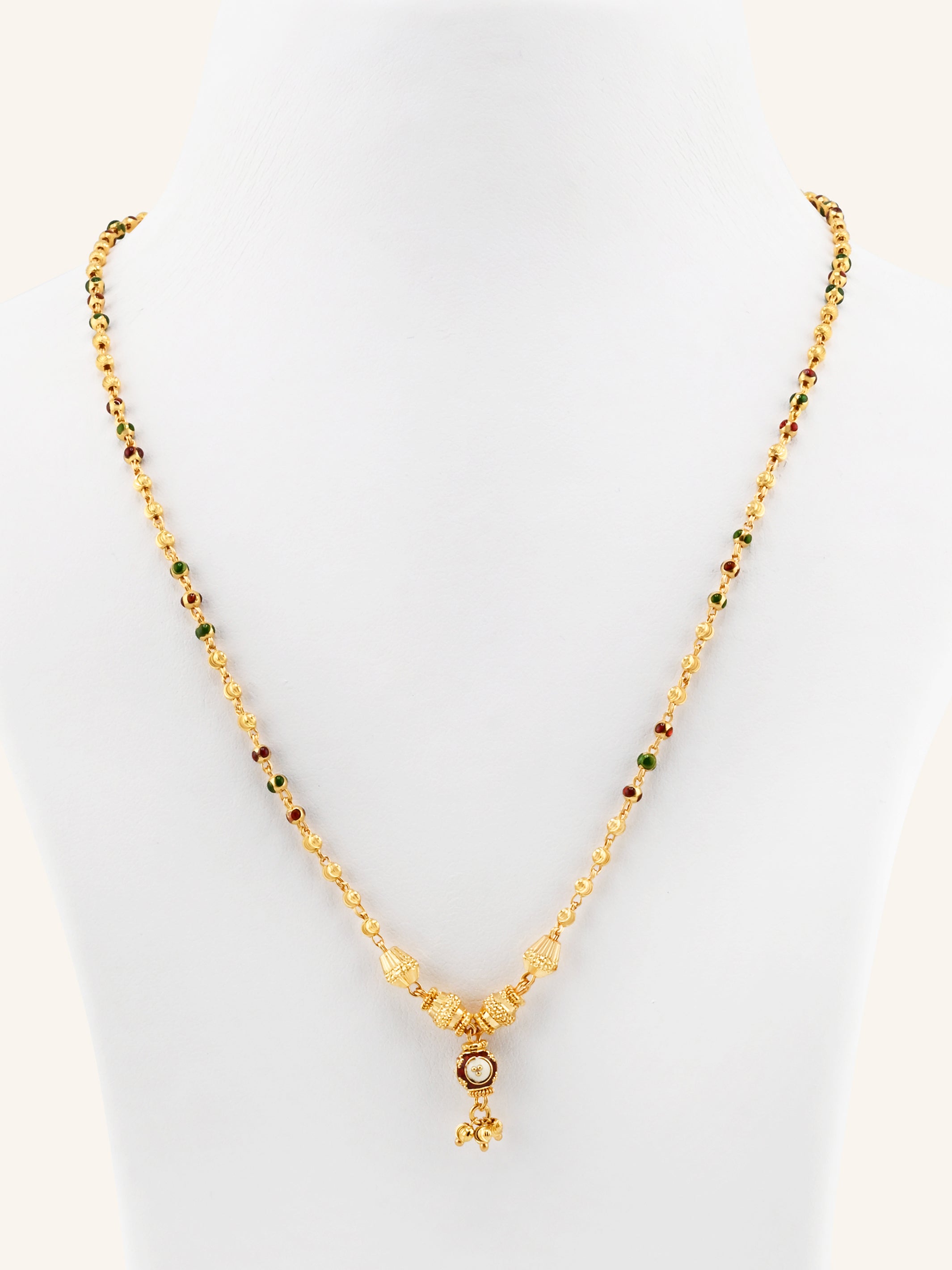 22ct Gold Meenakari Ball Chain