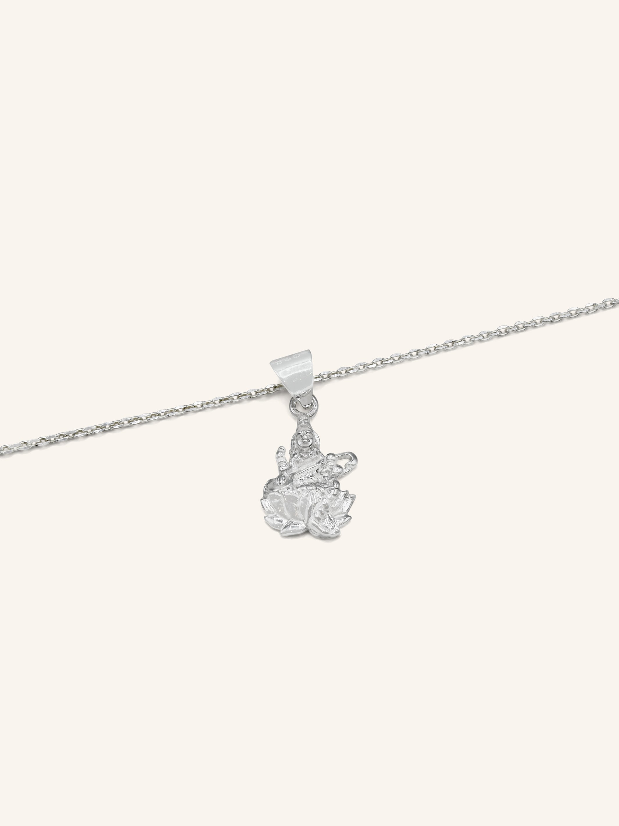 925 Sterling Silver Goddess Saraswati Pendant
