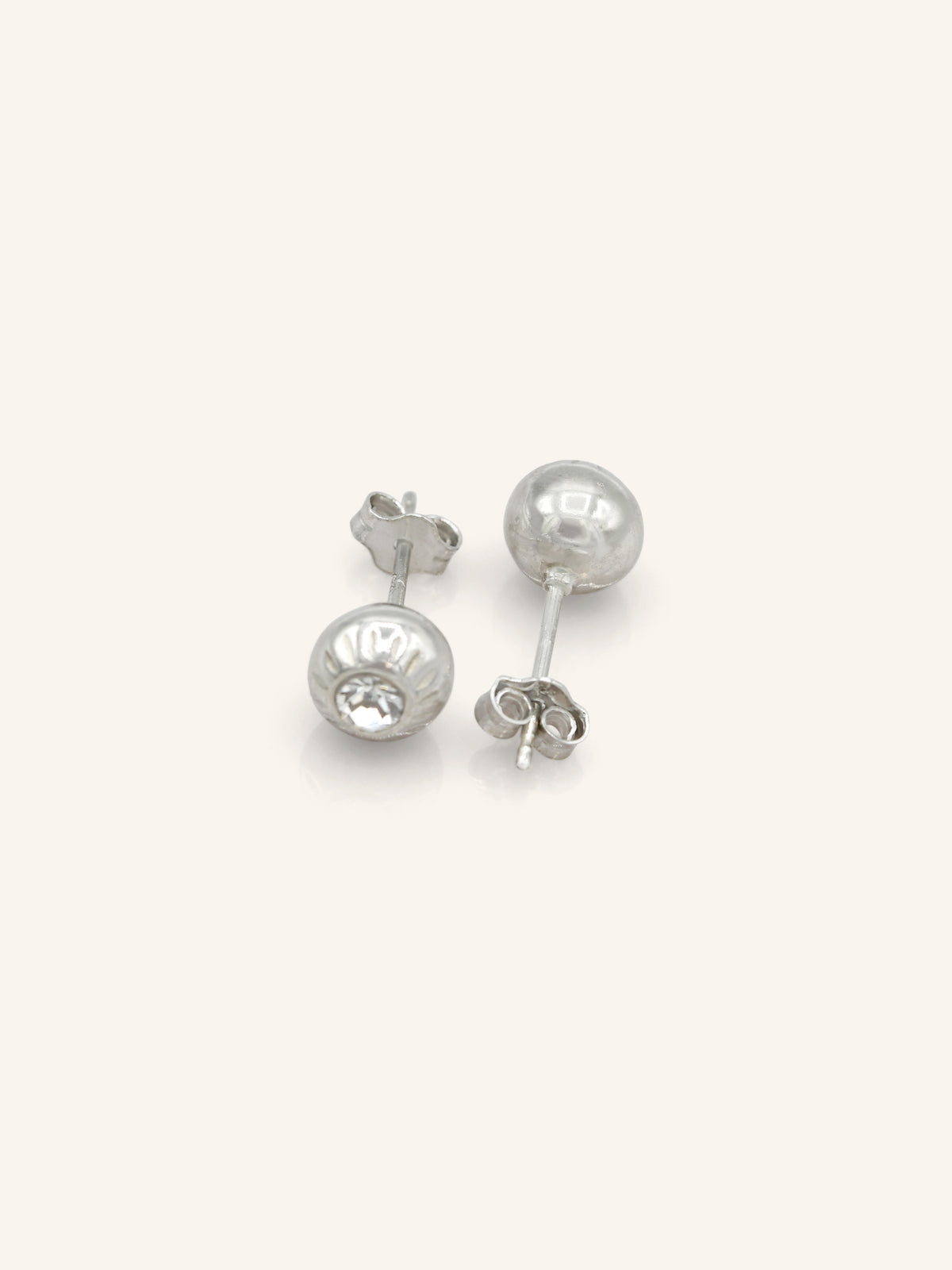 CZ Textured Ball Sterling Silver Studs