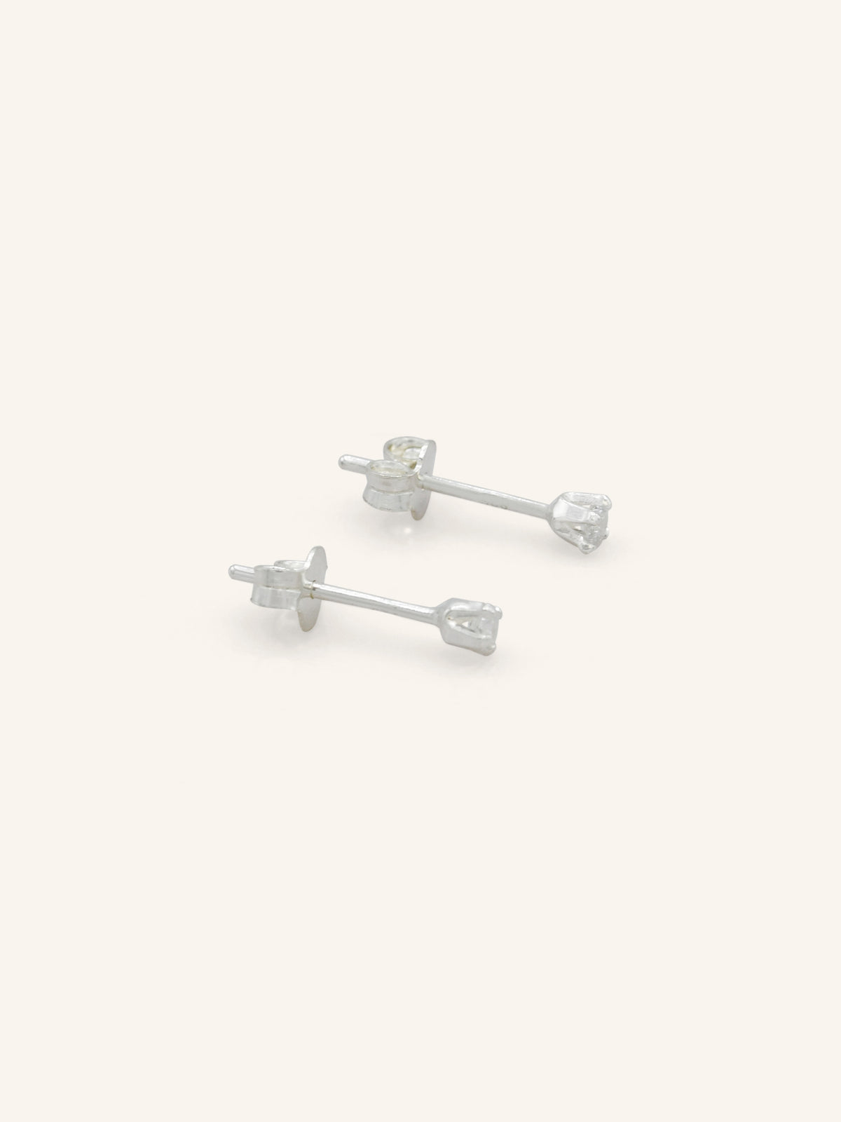 Tiny Round Sterling Silver CZ Studs