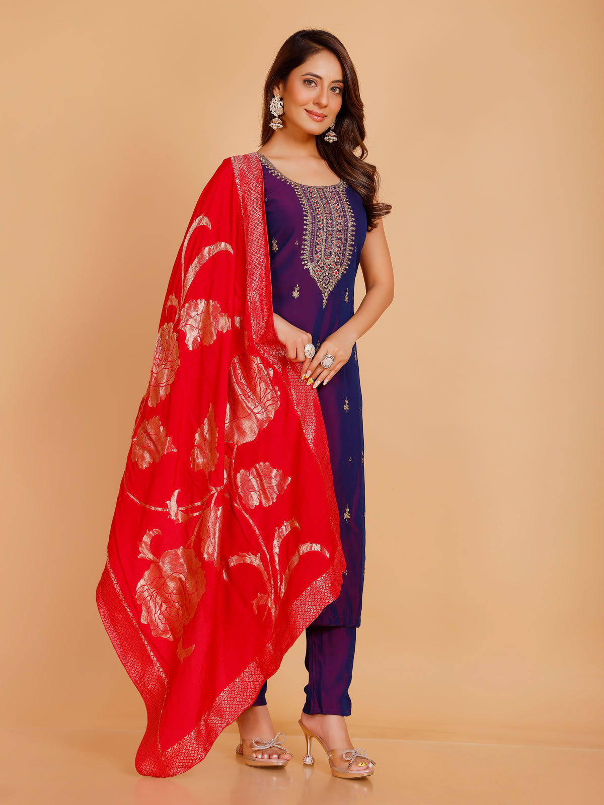 Vamika Silk Zari Wk Straight Kamiz & Pant S/L(L) 36X46,50,54