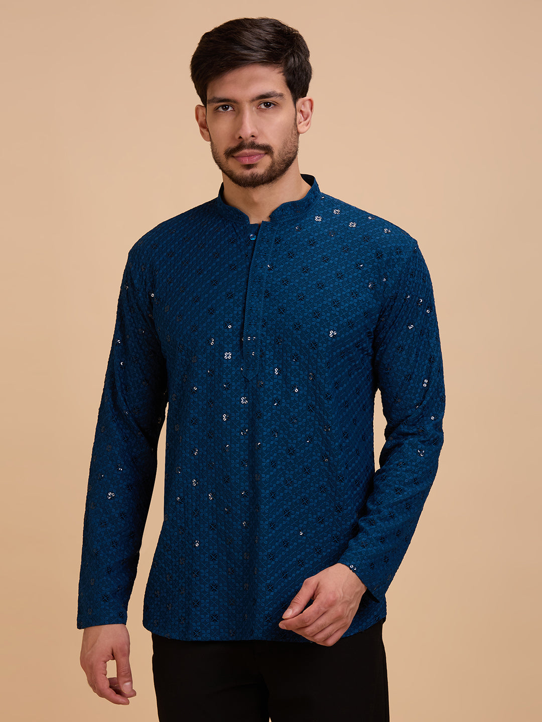 Mens Rayon Chiken-kari Work Kurta