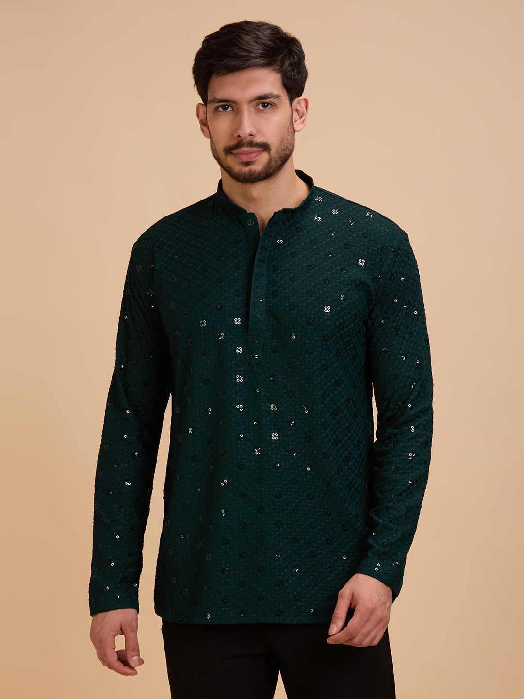 Mens Rayon Chiken-kari Work Kurta