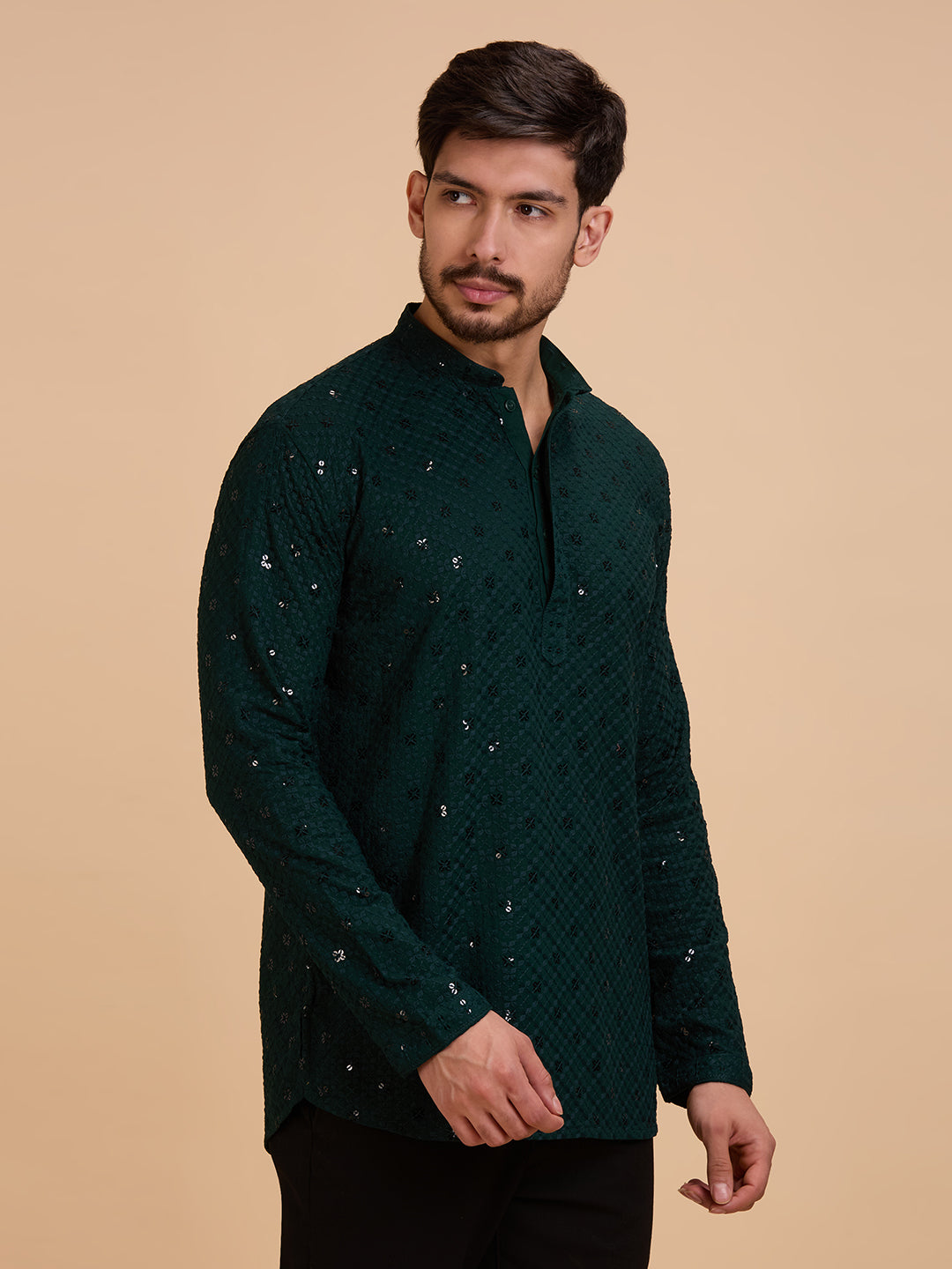 Mens Rayon Chiken-kari Work Kurta