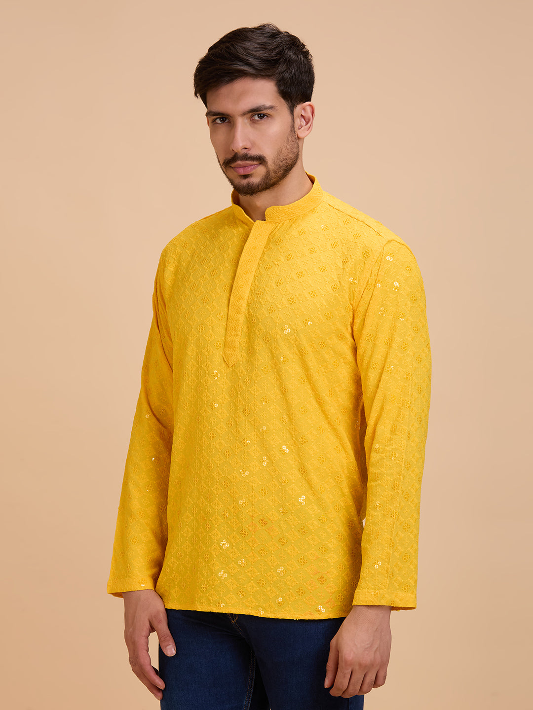 Mens Rayon Chiken-kari Work Kurta
