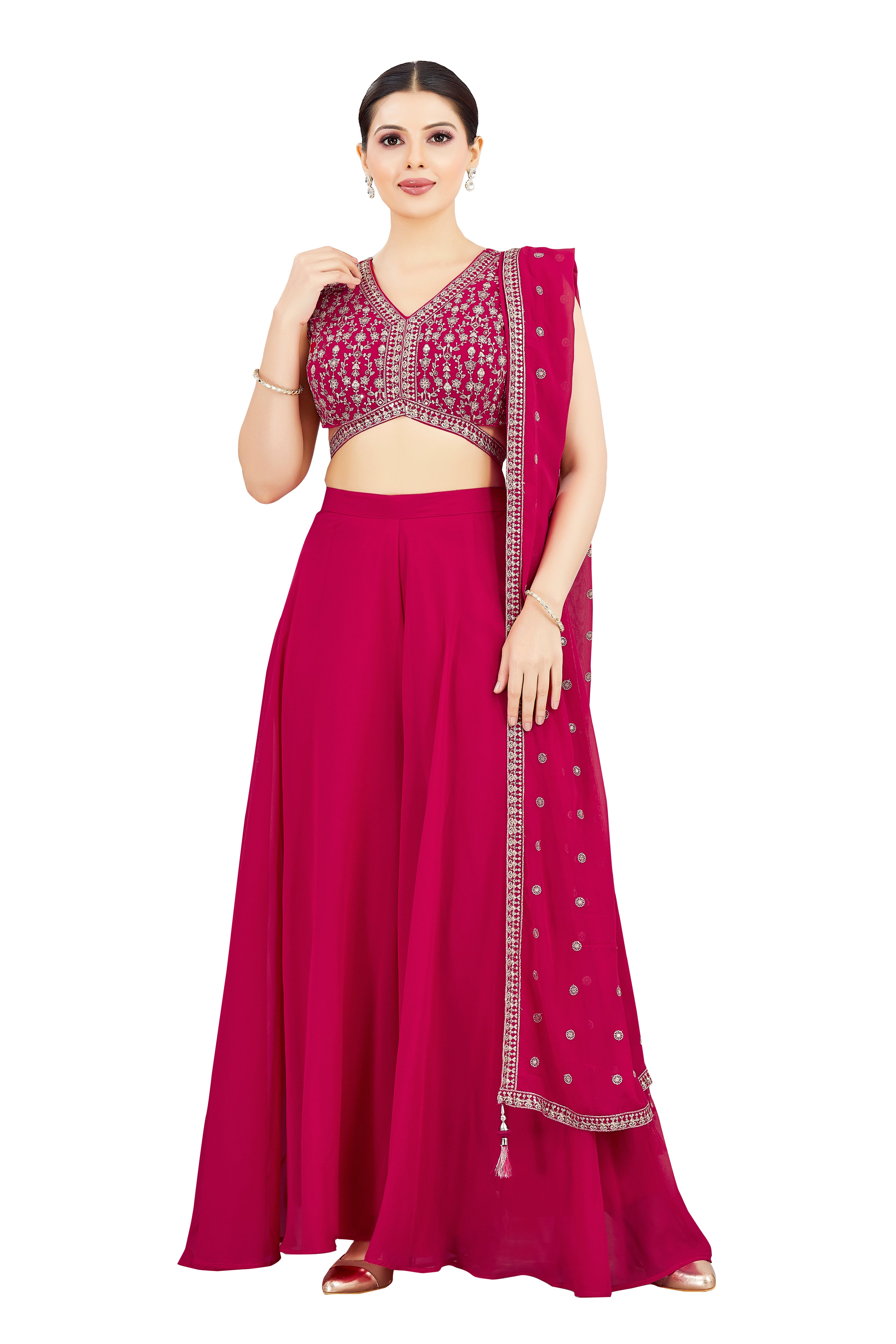 Advika Crop Top Palazzo Suit