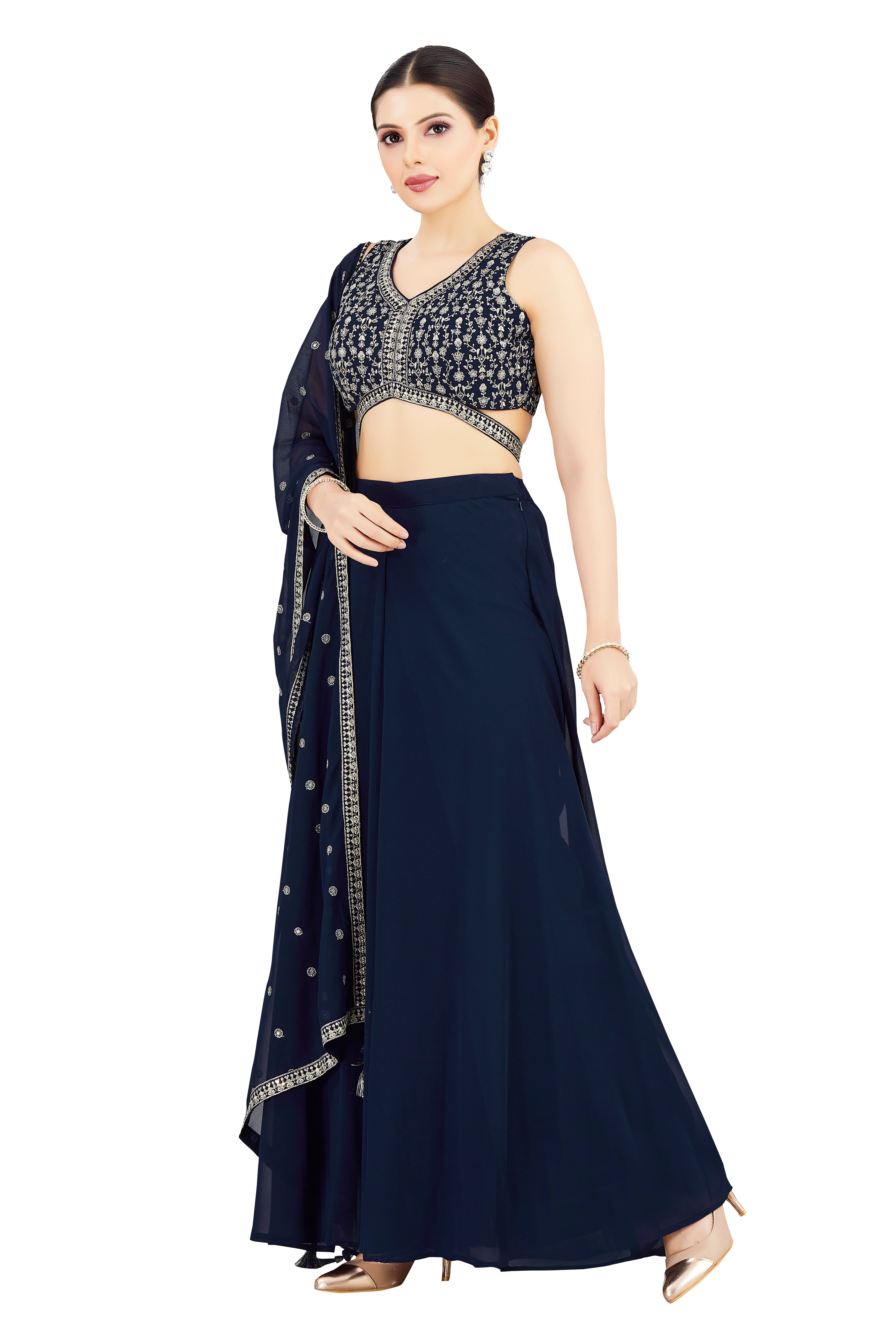 Advika Crop Top Palazzo Suit