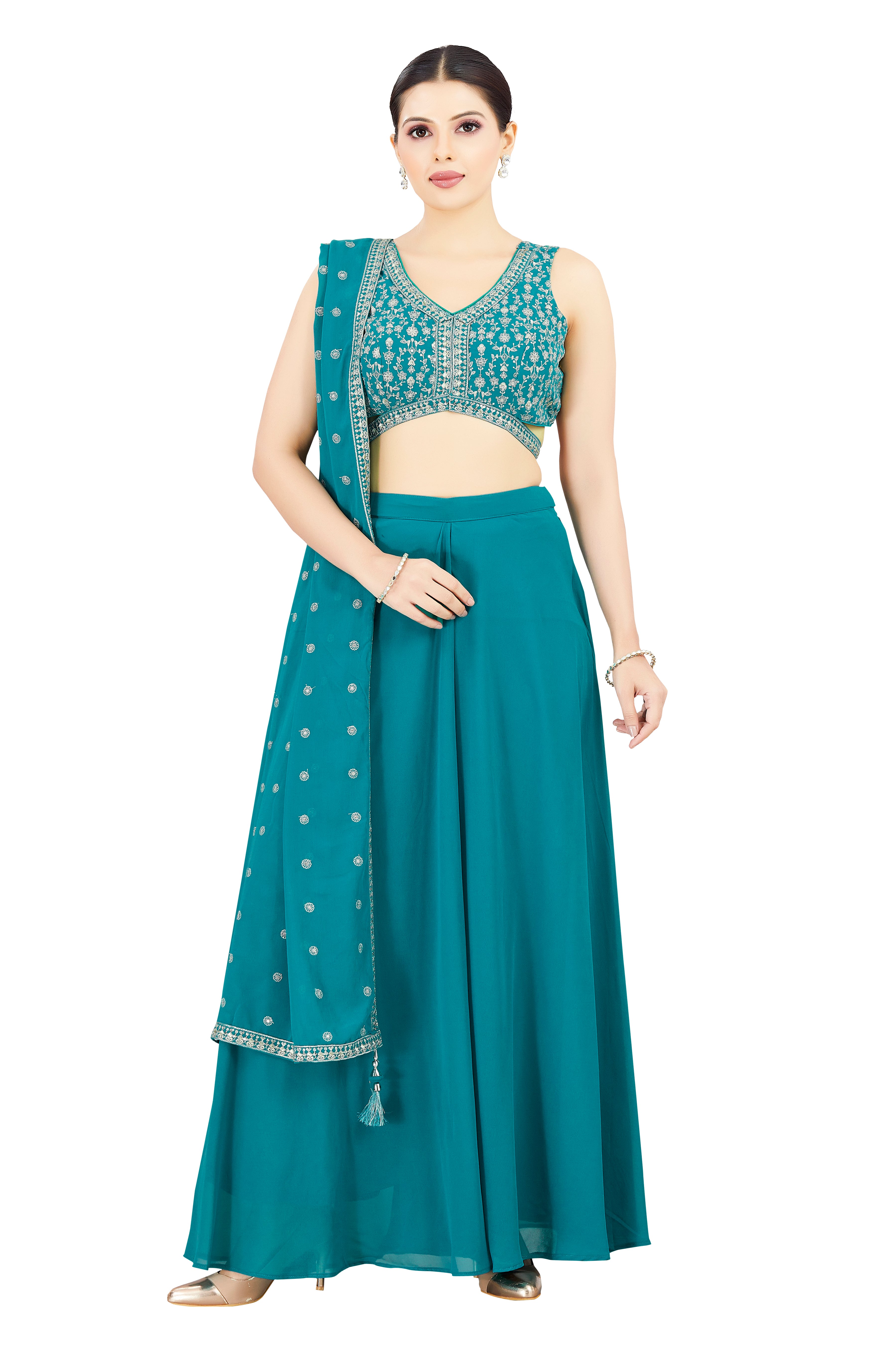 Advika Crop Top Palazzo Suit