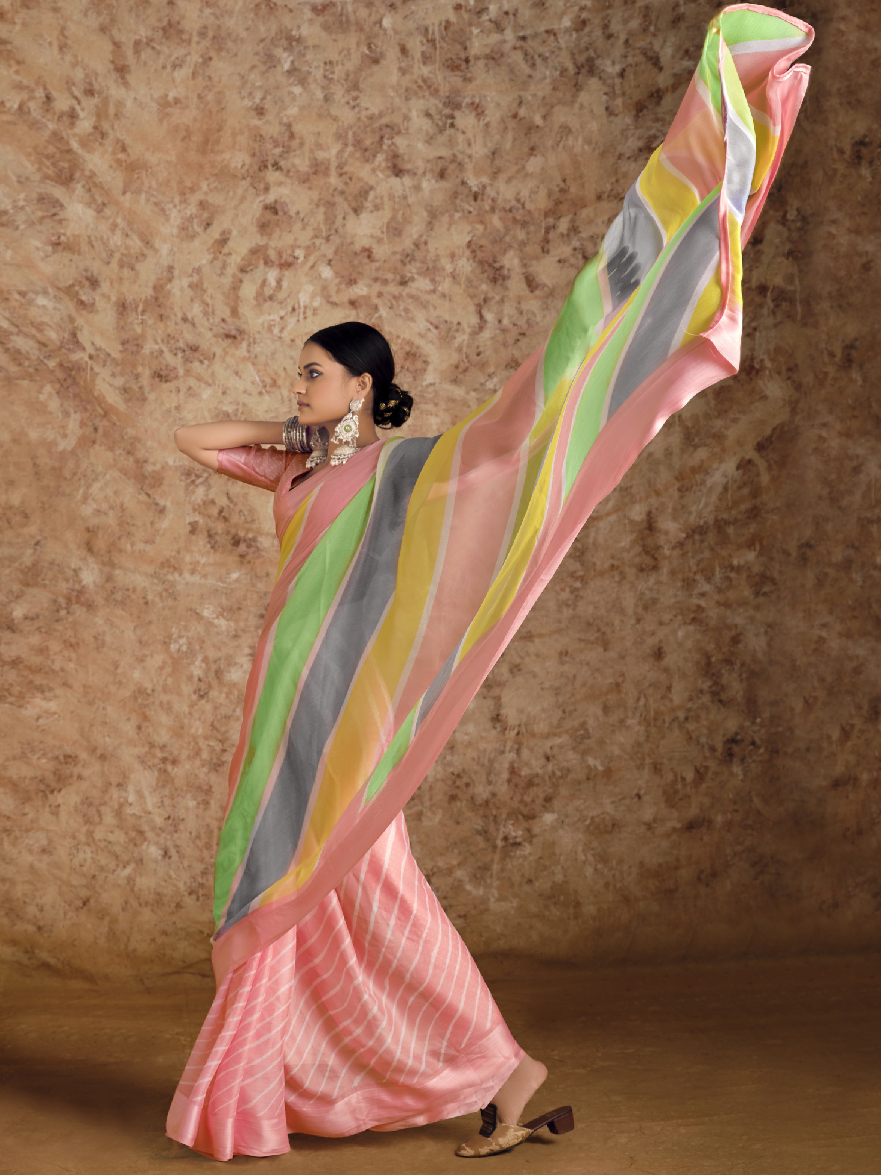 Navya Chiffon Laheriya Print Saree