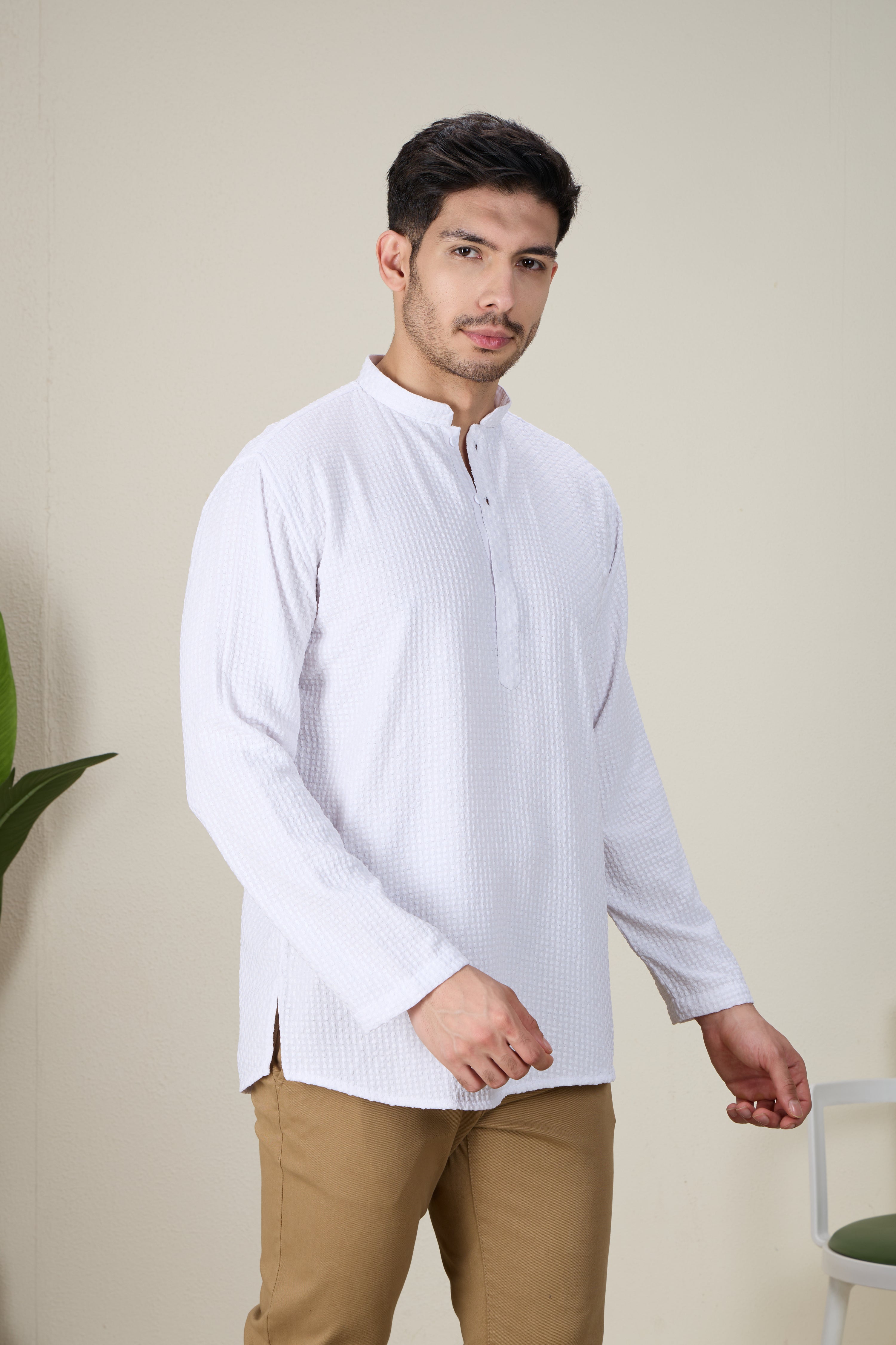 Mens Rayon Chiken-kari Work Kurta
