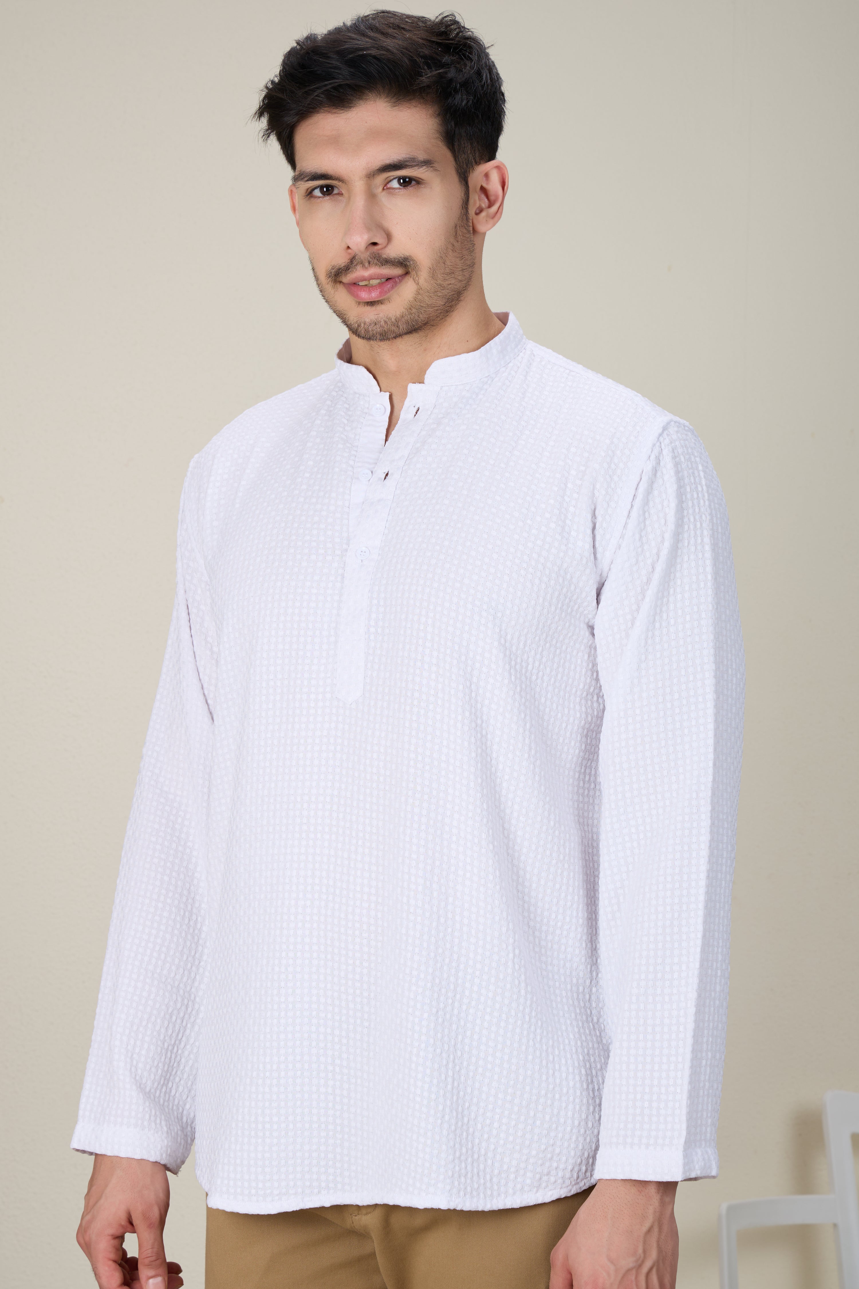 Mens Rayon Chiken-kari Work Kurta
