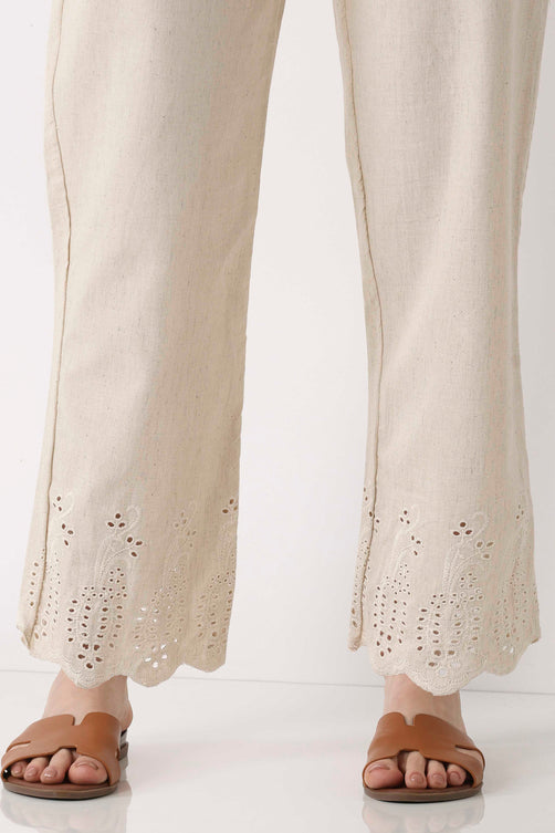 Natural Cotton Blend Straight Pants