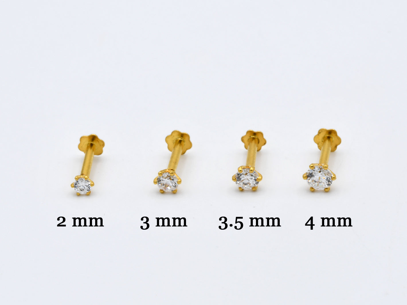22ct Gold CZ Nose Pin - 3.5 mm