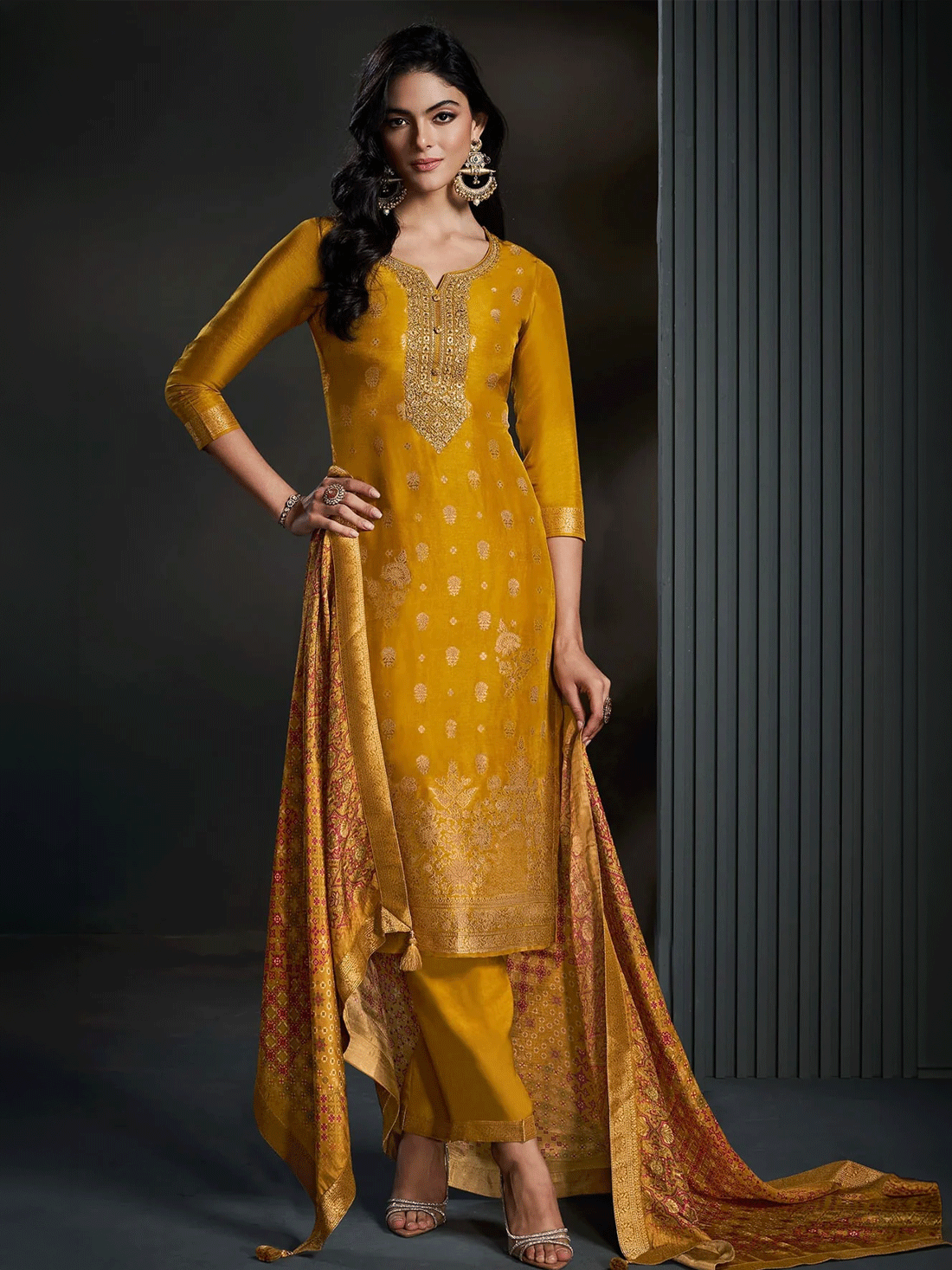 Zareen Silk Straight-cut Suit
