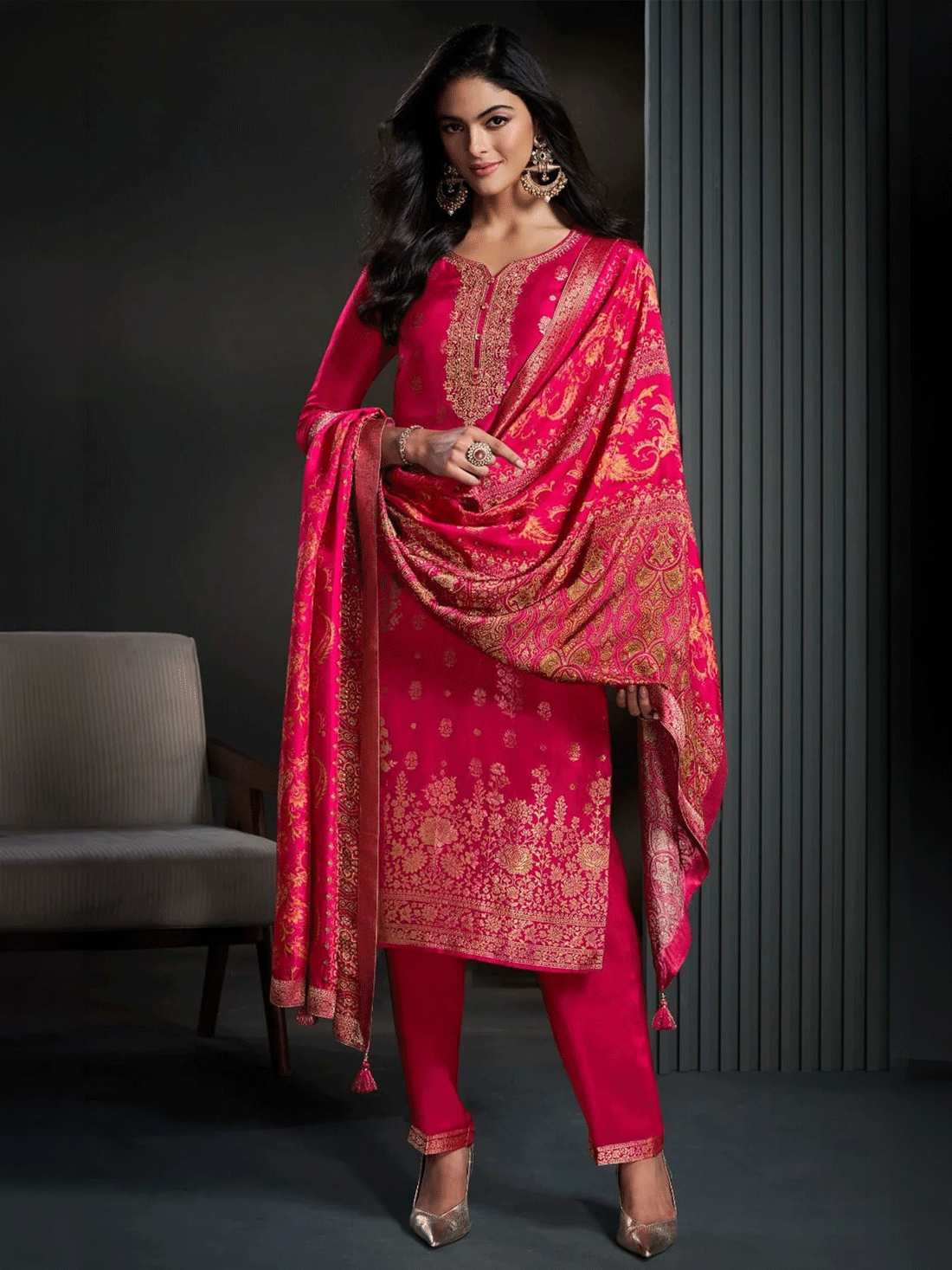 Kesar Silk Straight-Cut Suit