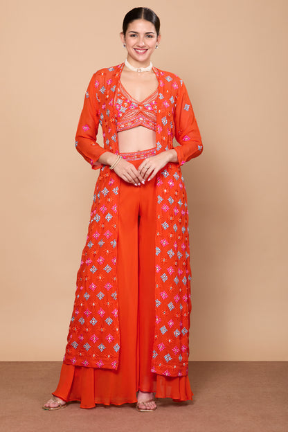 Eshita Crop Top Plazzo With Jacket