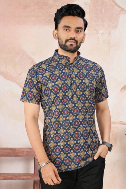 Mens Cotton Printed Kurta