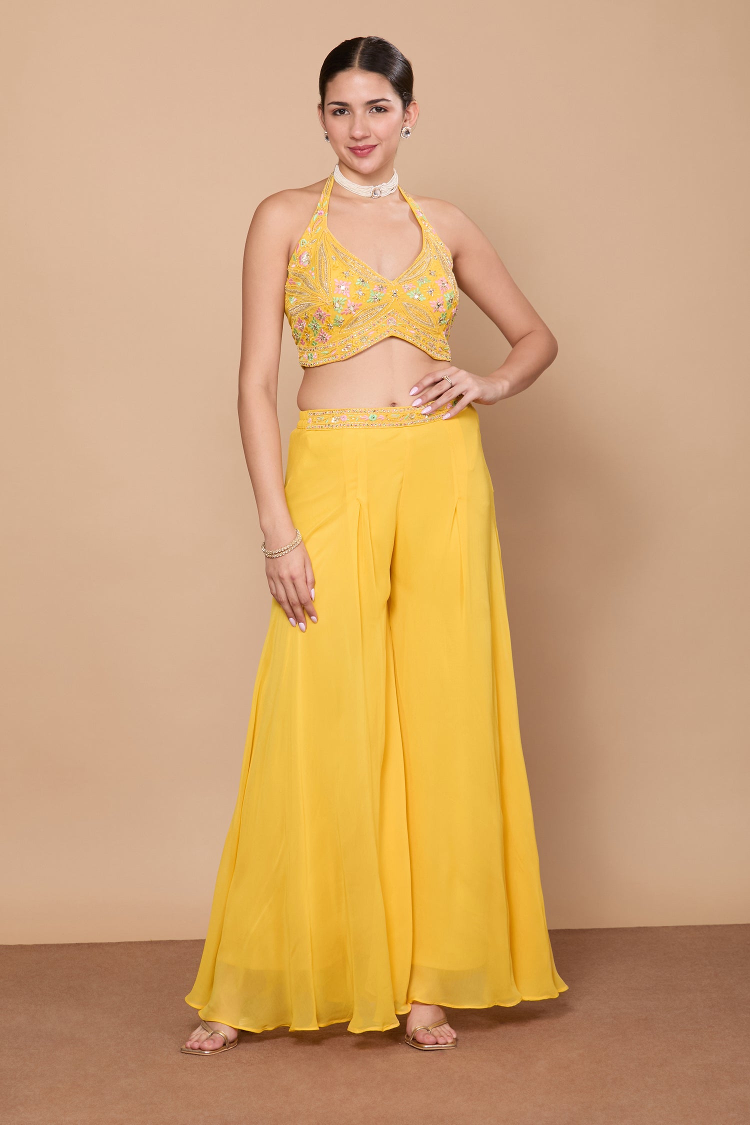 Eshita Crop Top Plazzo With Jacket
