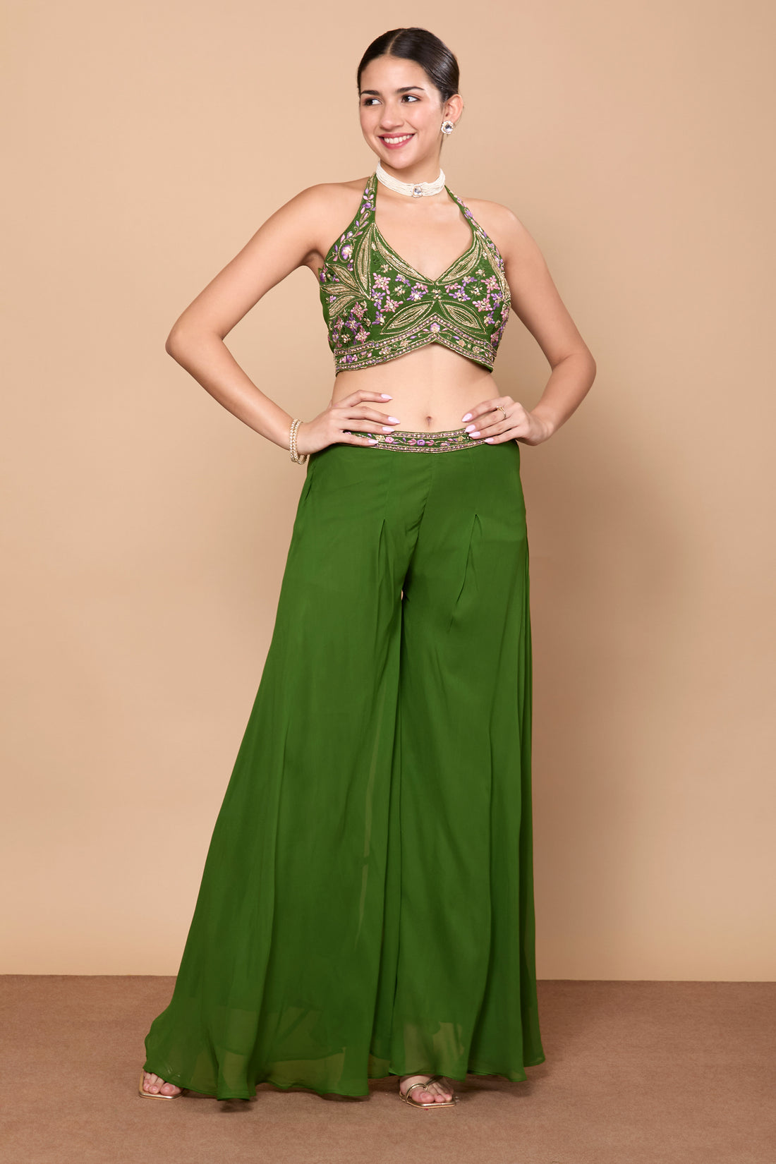 Eshita Crop Top Plazzo With Jacket