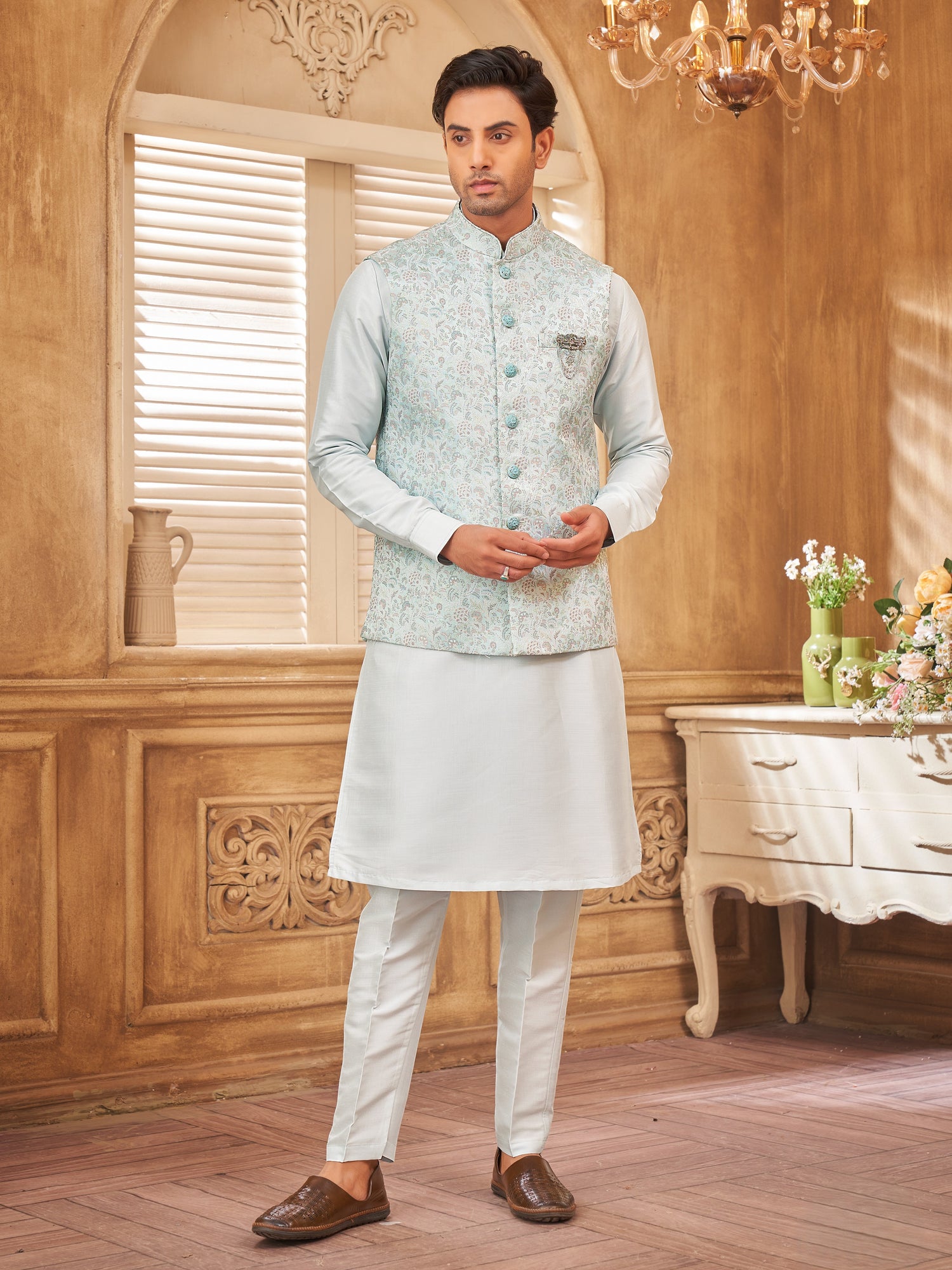 Mens Kurta Set With Jacket
