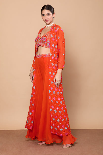 Eshita Crop Top Plazzo With Jacket