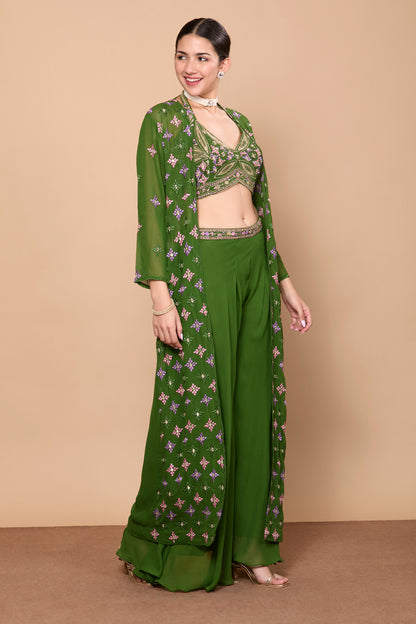 Eshita Crop Top Plazzo With Jacket