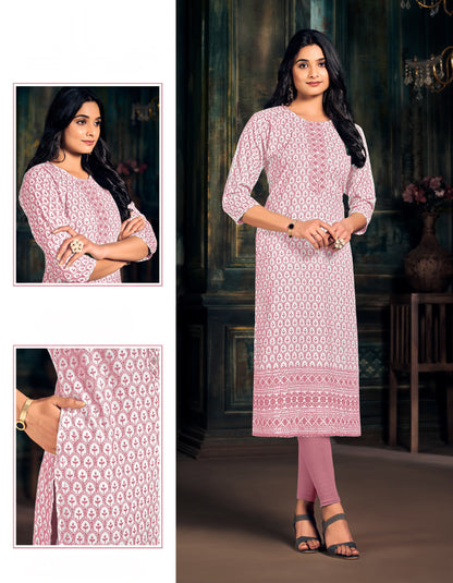 Nitara Rayon Emb Wk Straight Kurti L/S 38X50