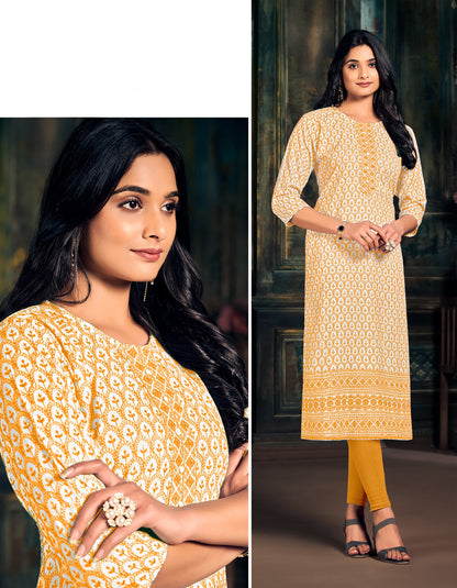 Nitara Rayon Emb Wk Straight Kurti L/S 38X50