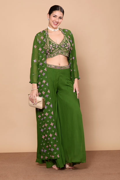 Eshita Crop Top Plazzo With Jacket