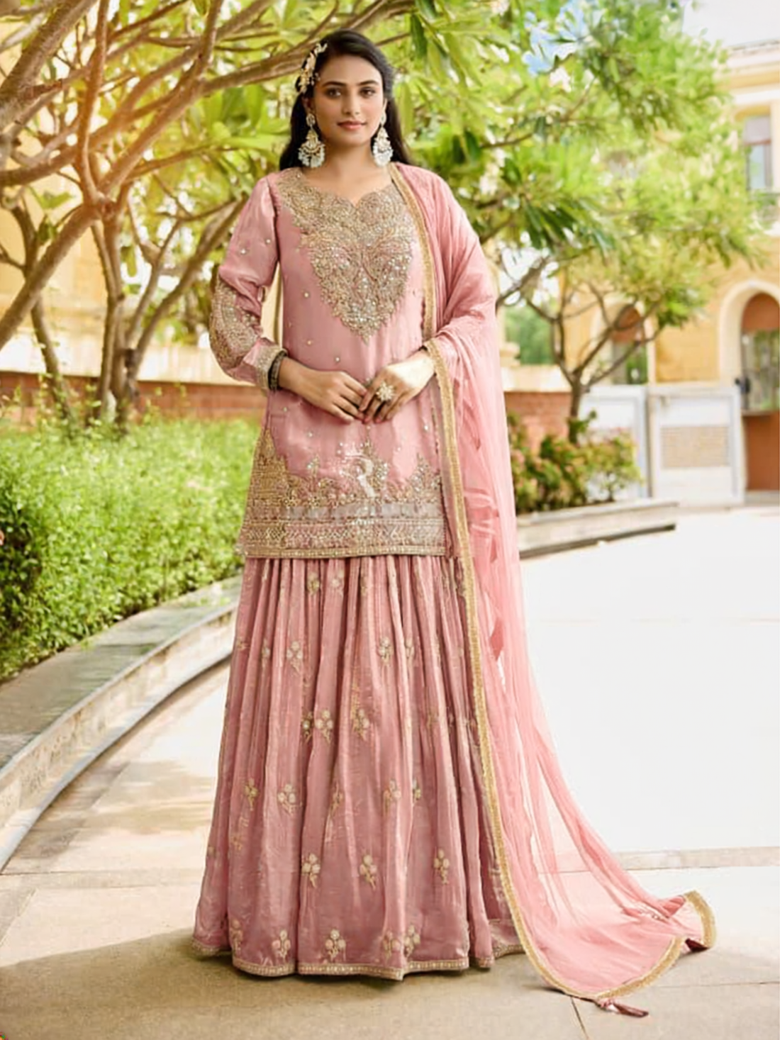 Kanika Tissue Long Top Lehenga