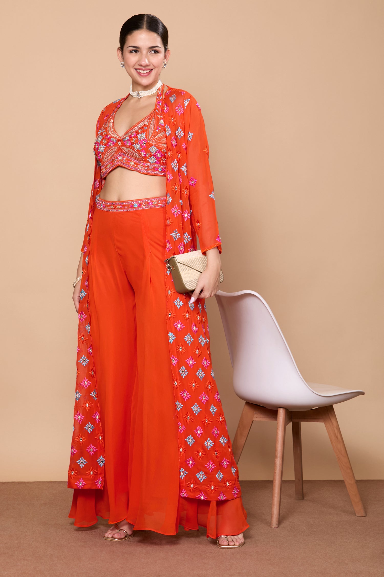 Eshita Crop Top Plazzo With Jacket