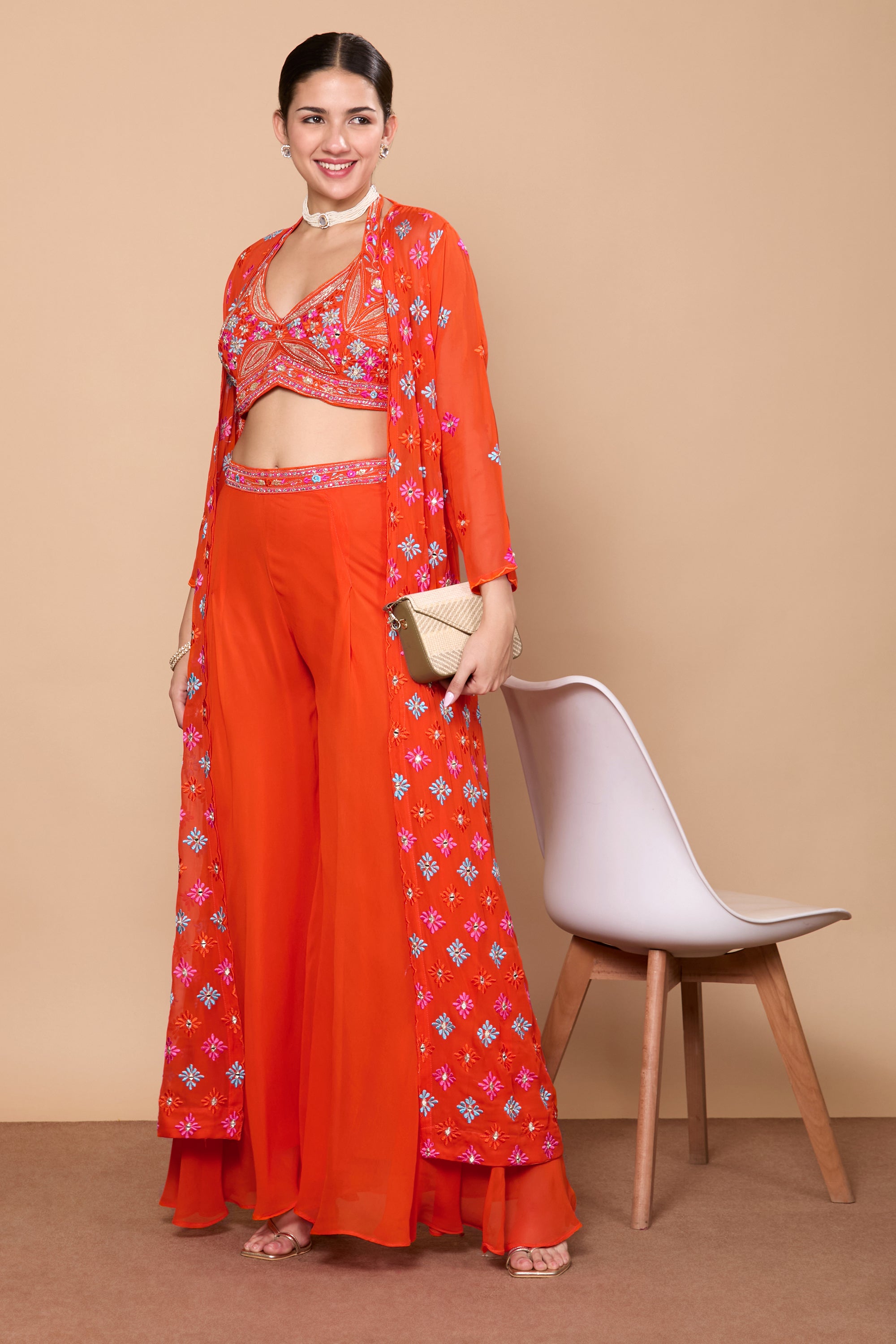 Eshita Crop Top Plazzo With Jacket