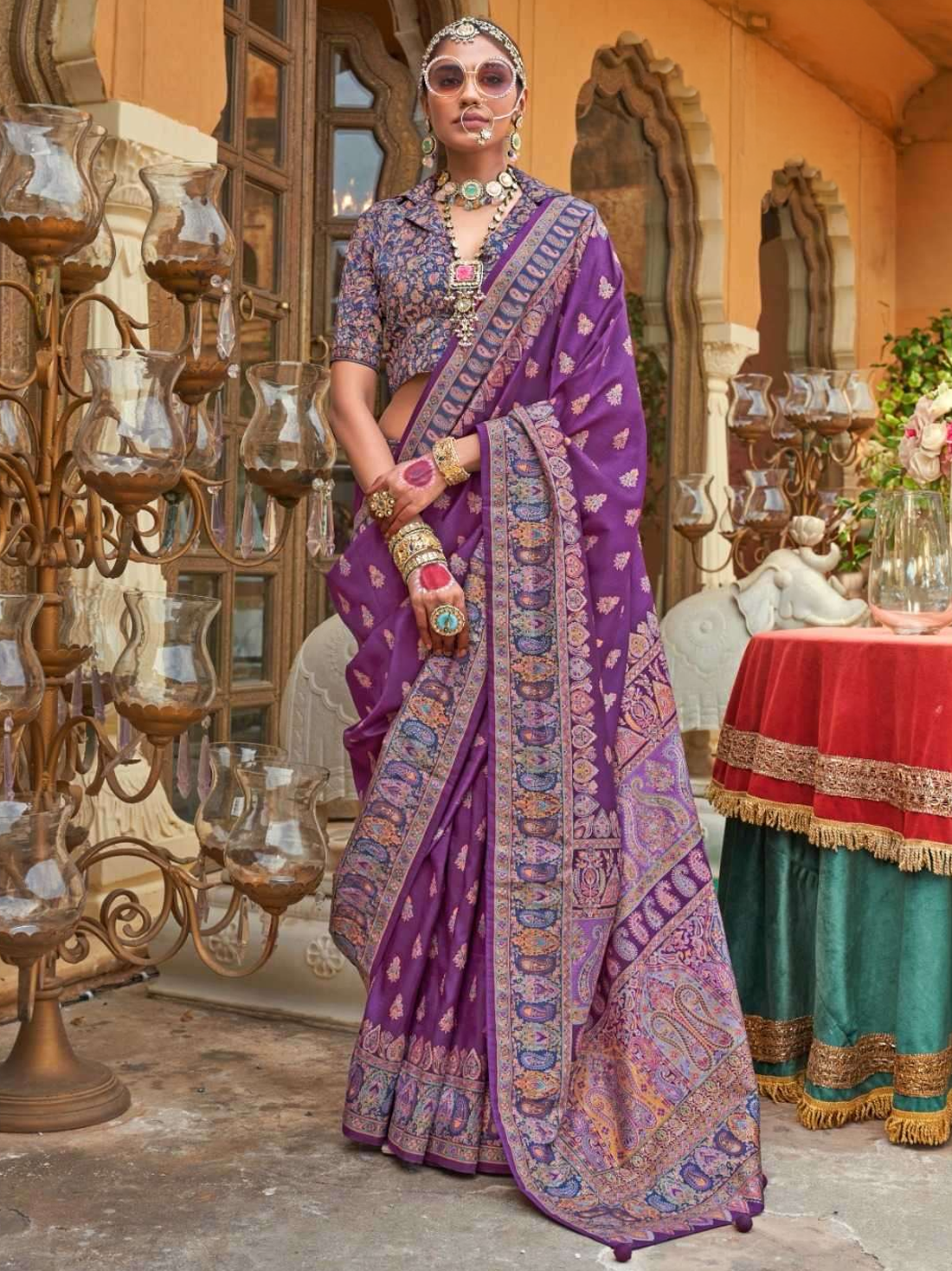 Navya Silk Printed Saree - Wine