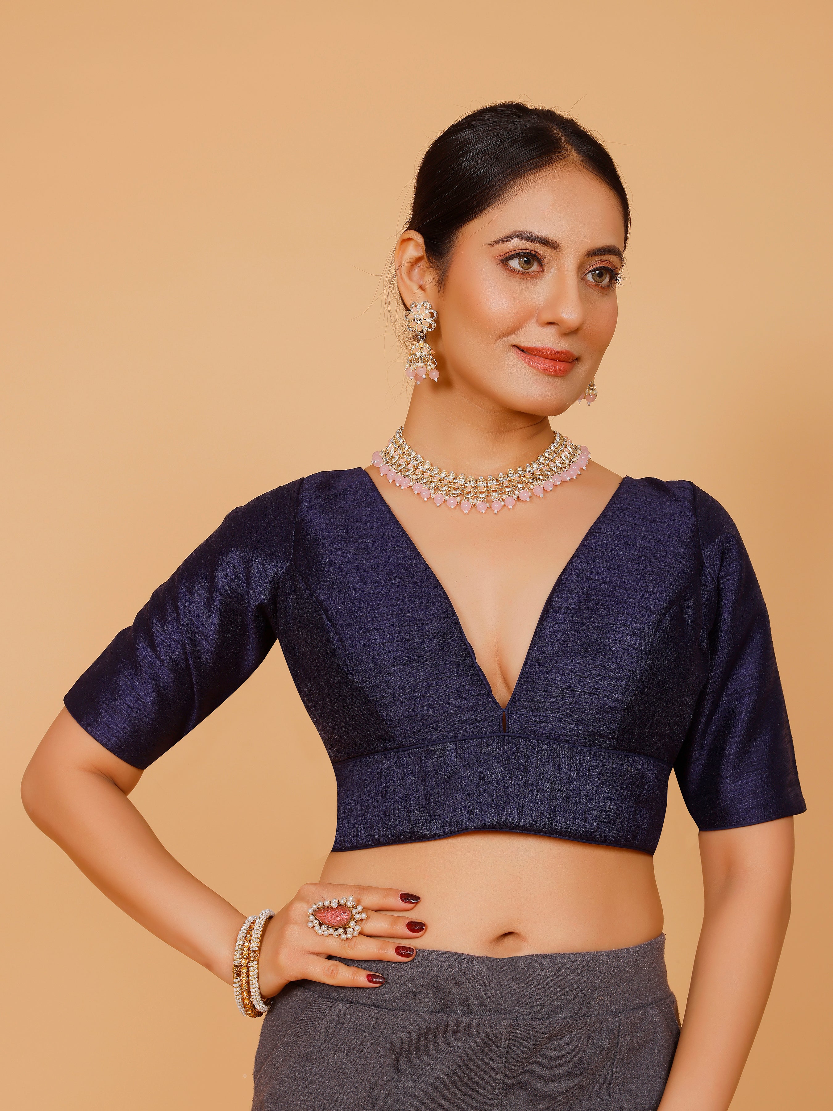 Ladies Silk Plain Blouse
