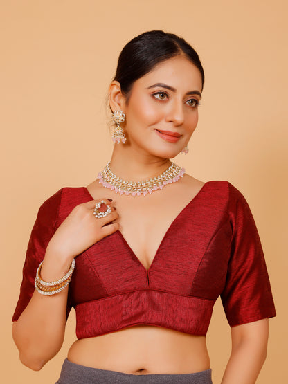 Ladies Silk Plain Blouse