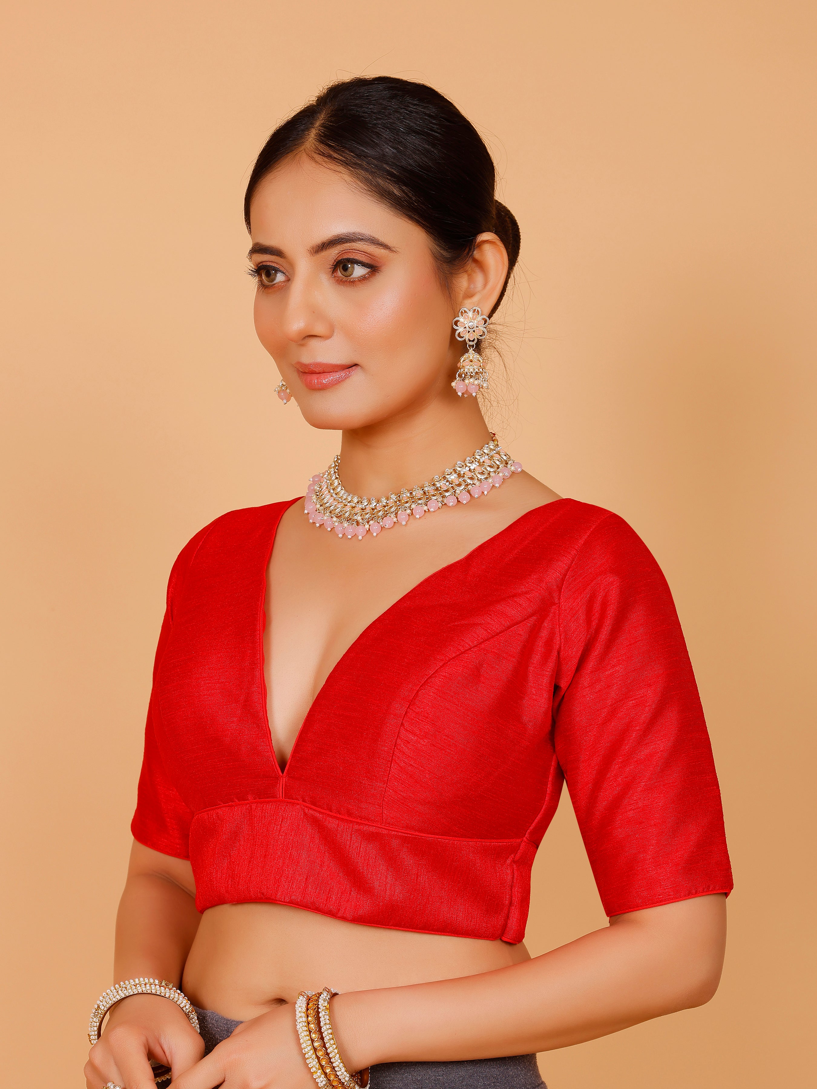 Ladies Silk Plain Blouse