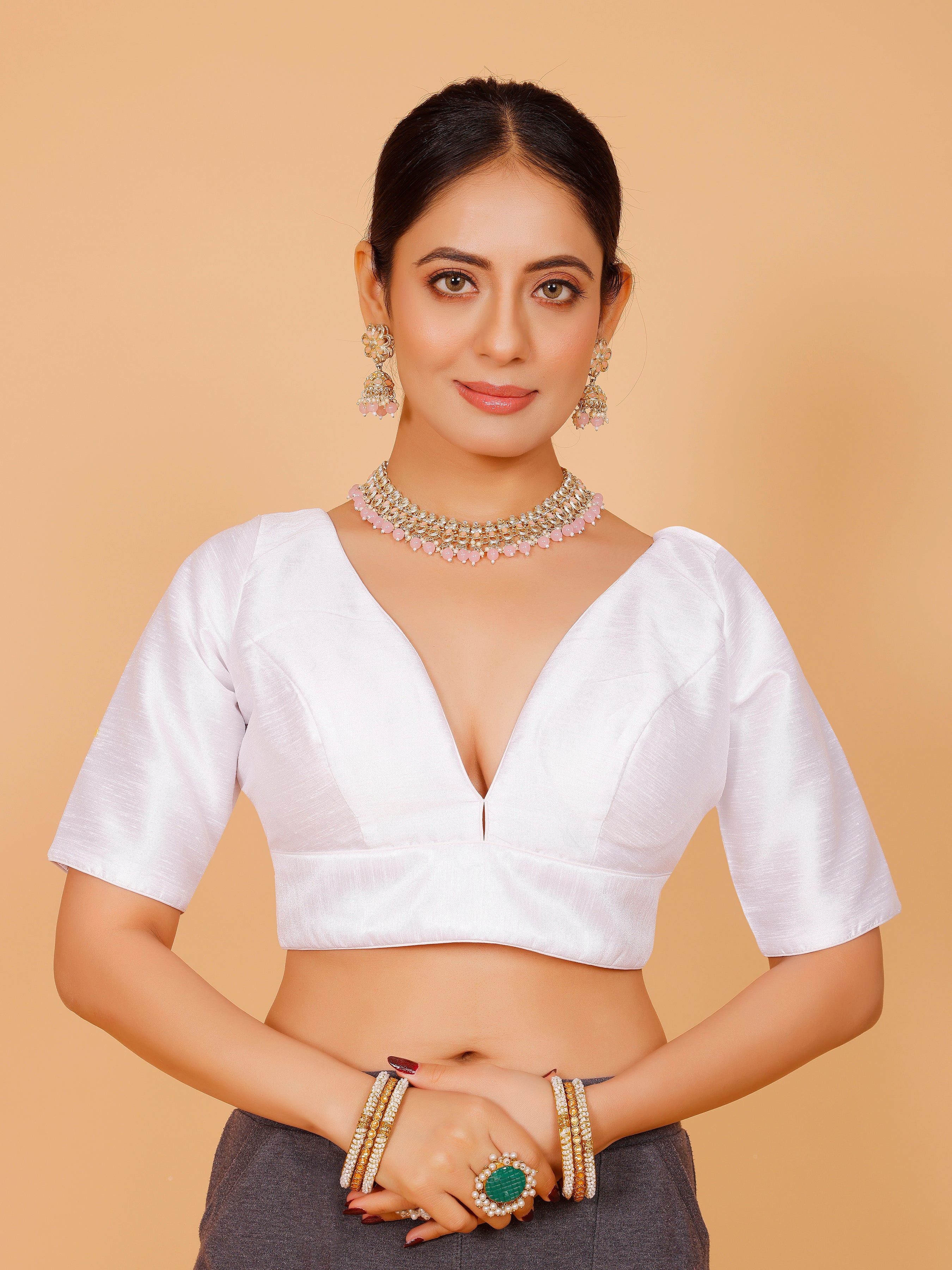 Ladies Silk Plain Blouse