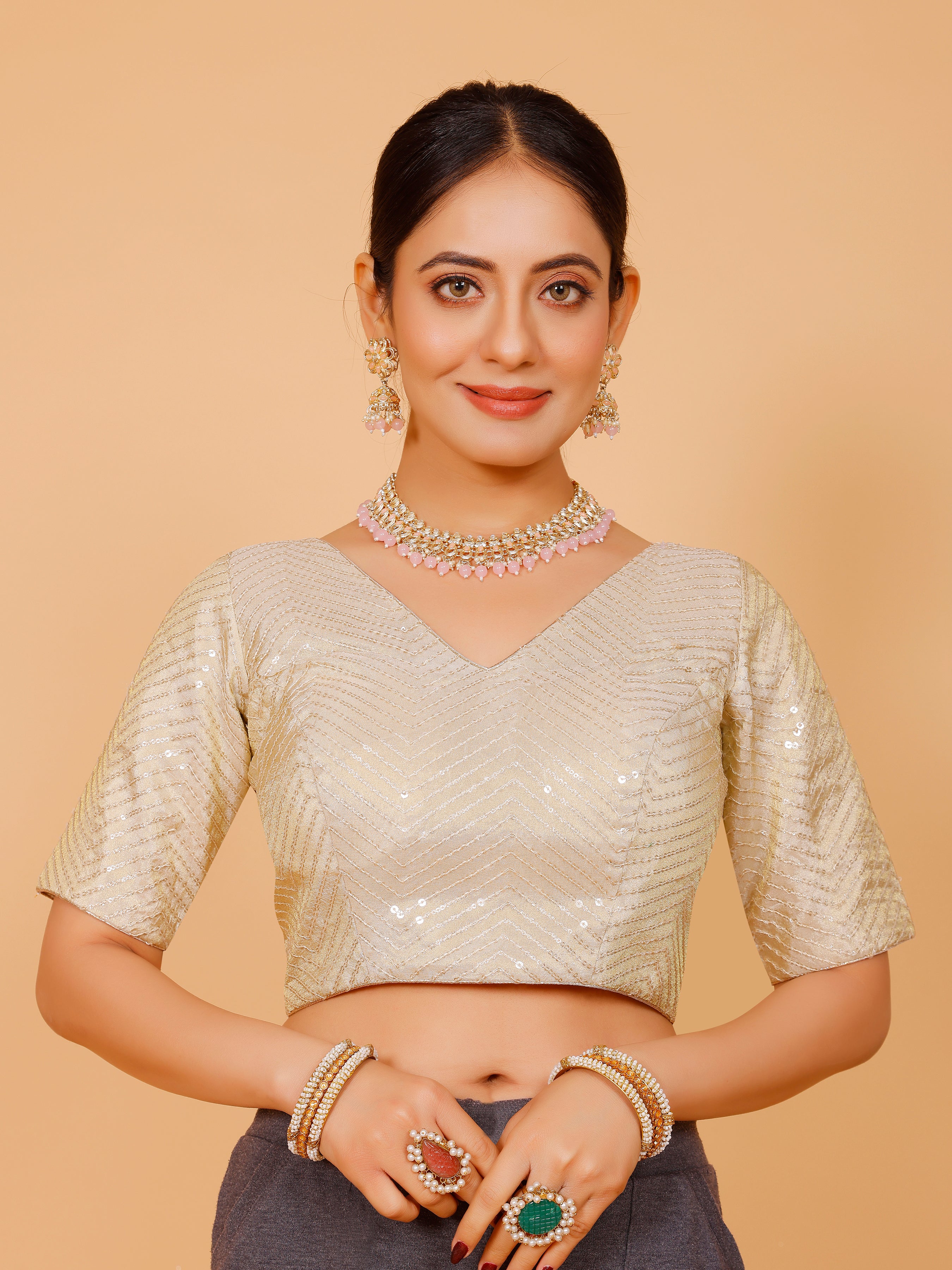 Net Sequin Work Blouse