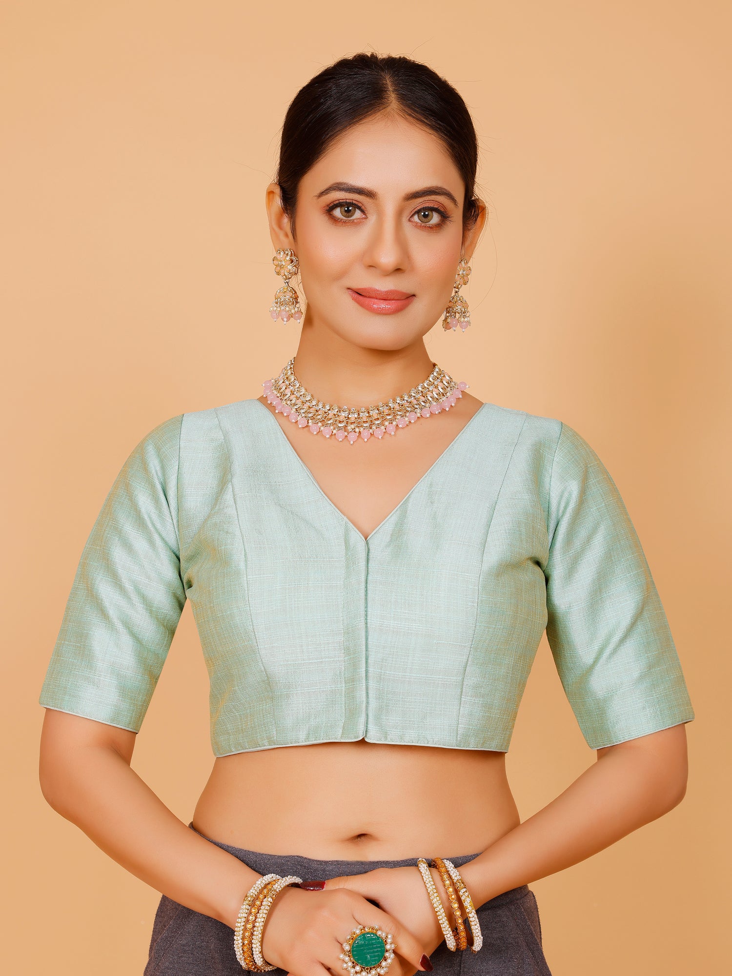 Ladies Silk Plain Blouse