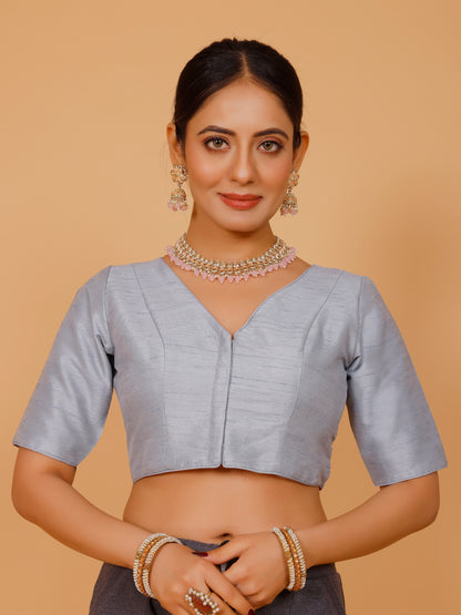 Ladies Silk Plain Blouse
