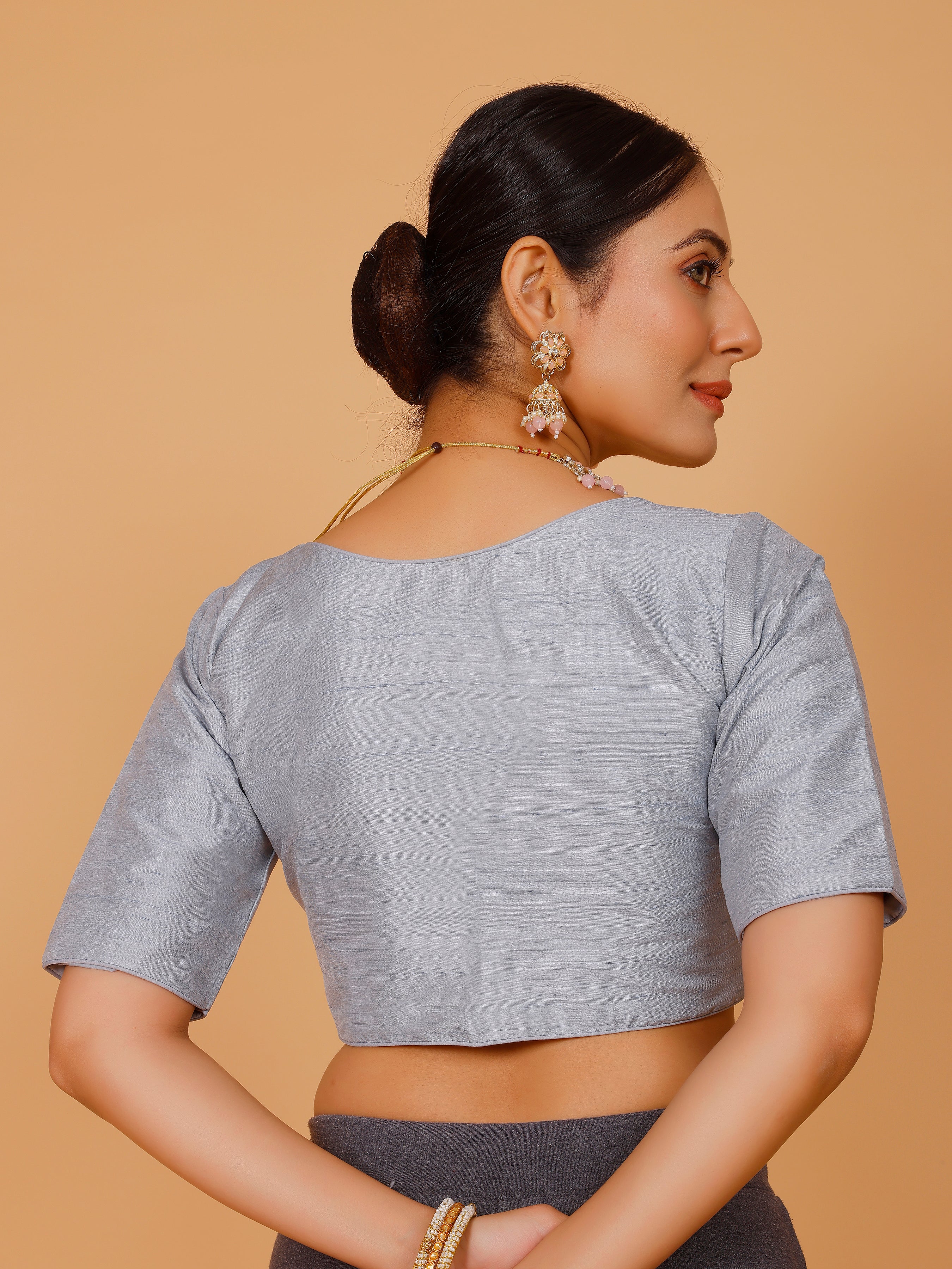 Ladies Silk Plain Blouse
