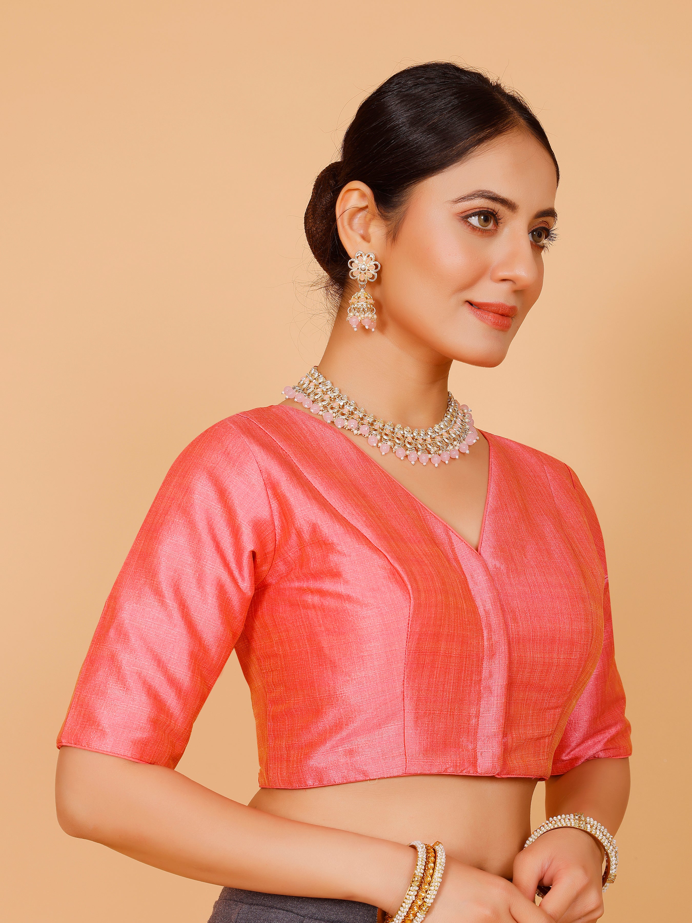 Ladies Silk Plain Blouse